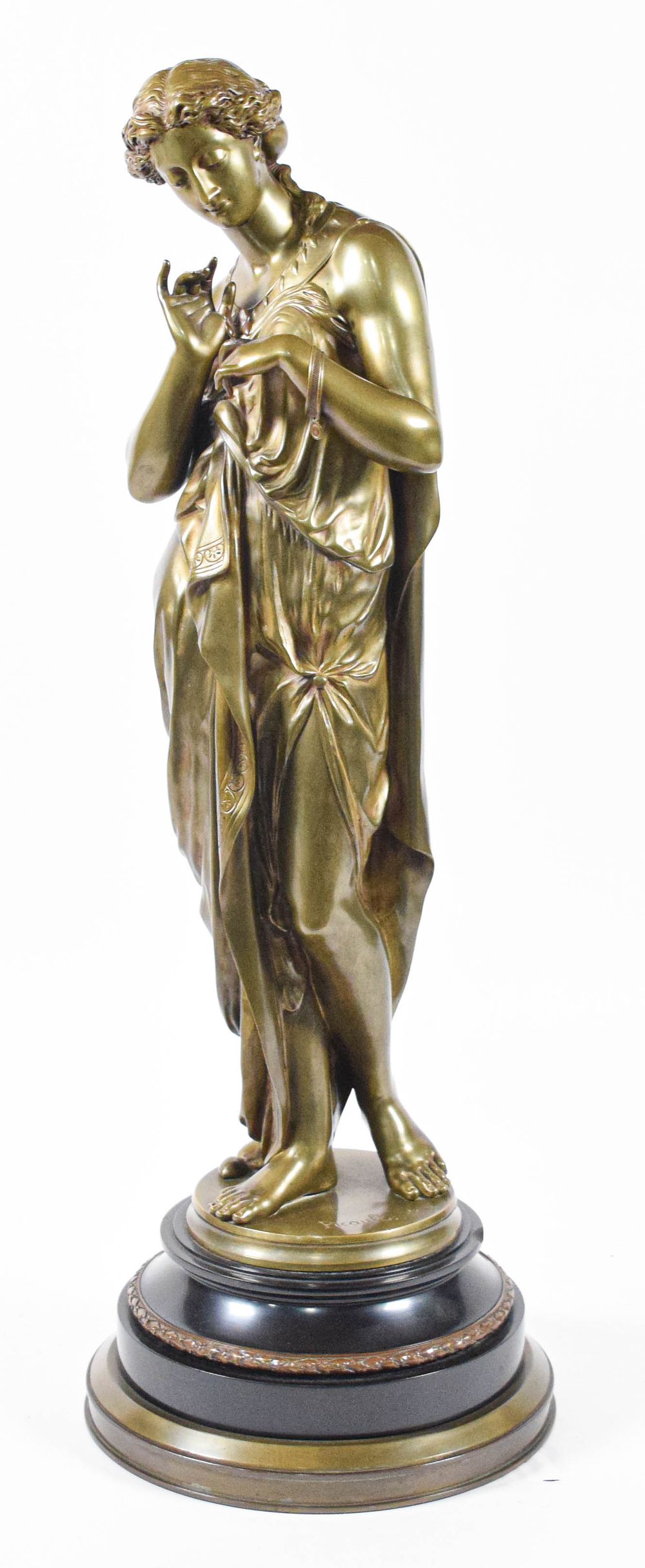 Lot 229: Emile Louis Picault Bronze Sculpture Woman with Butterfly