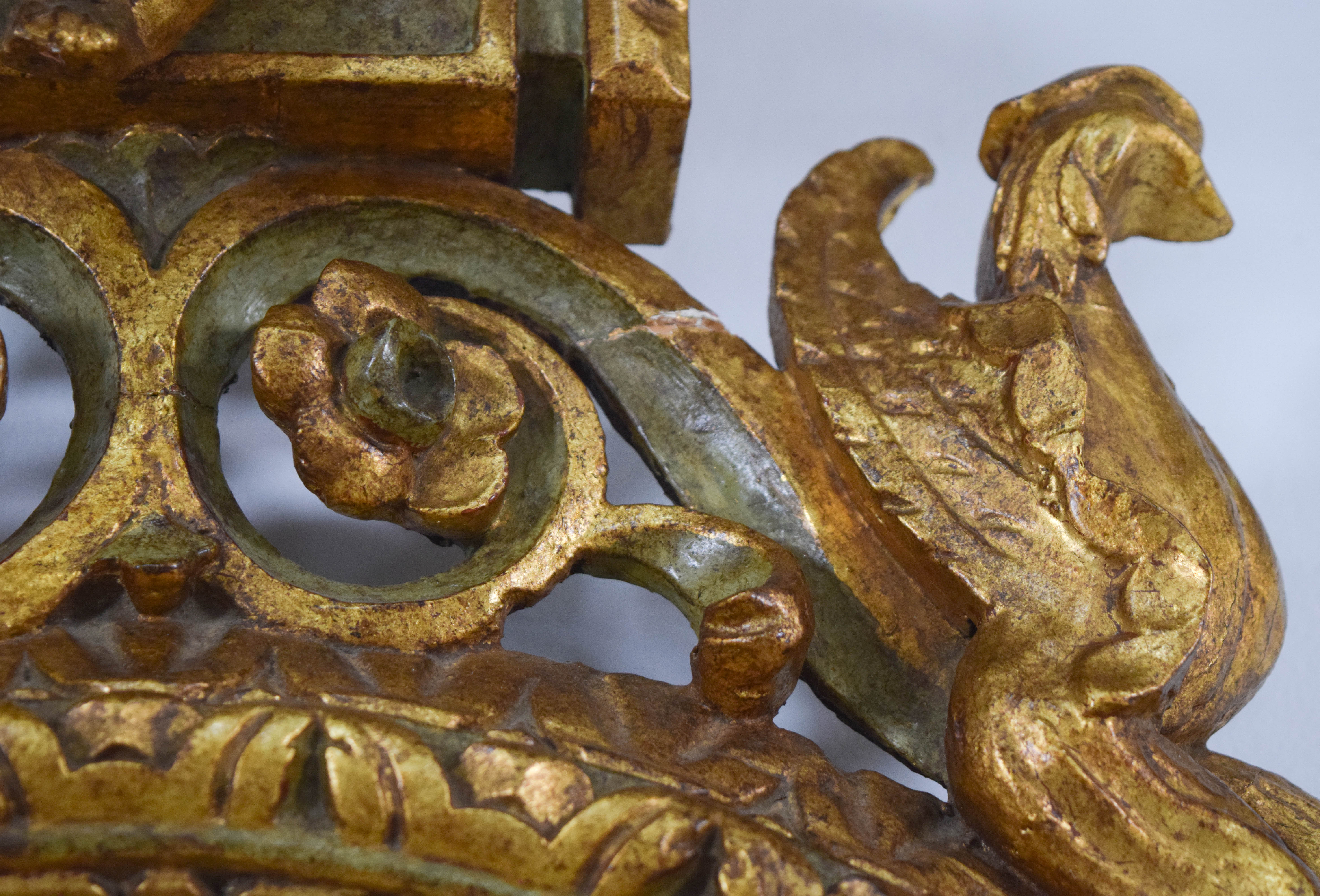 Rococo Revival Carved Giltwood Oval Wall Mirror with Cherubs and Birds