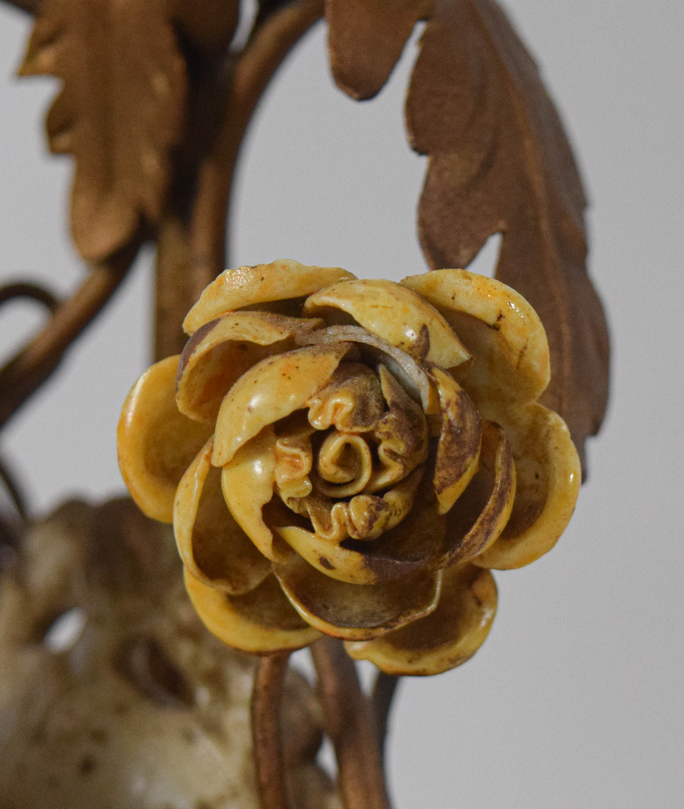 Pair of Capodimonte Porcelain and French Gilt Metal Figural Table Lamps