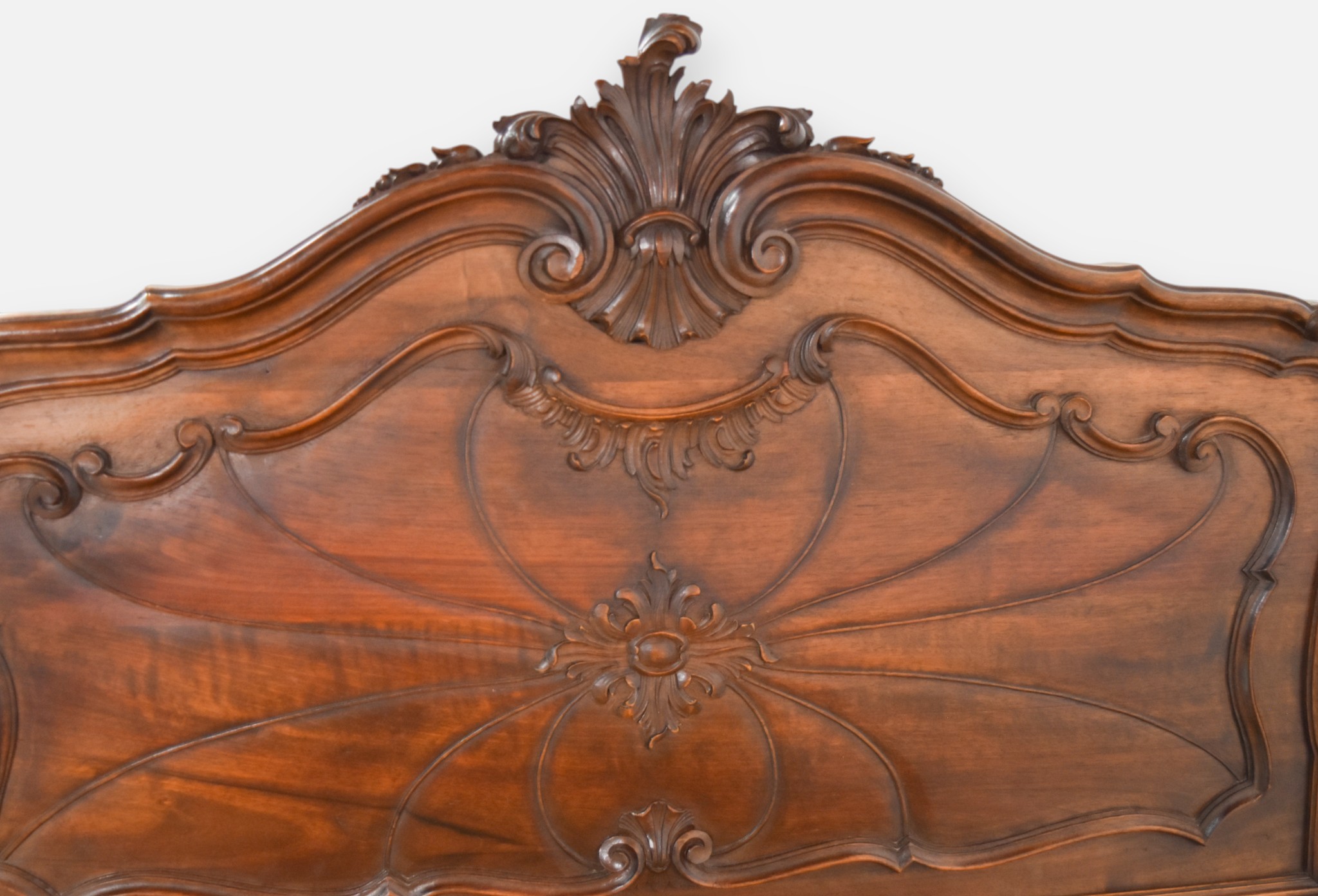 A Near Pair of Louis XV Style Twin Wood Bed Frames