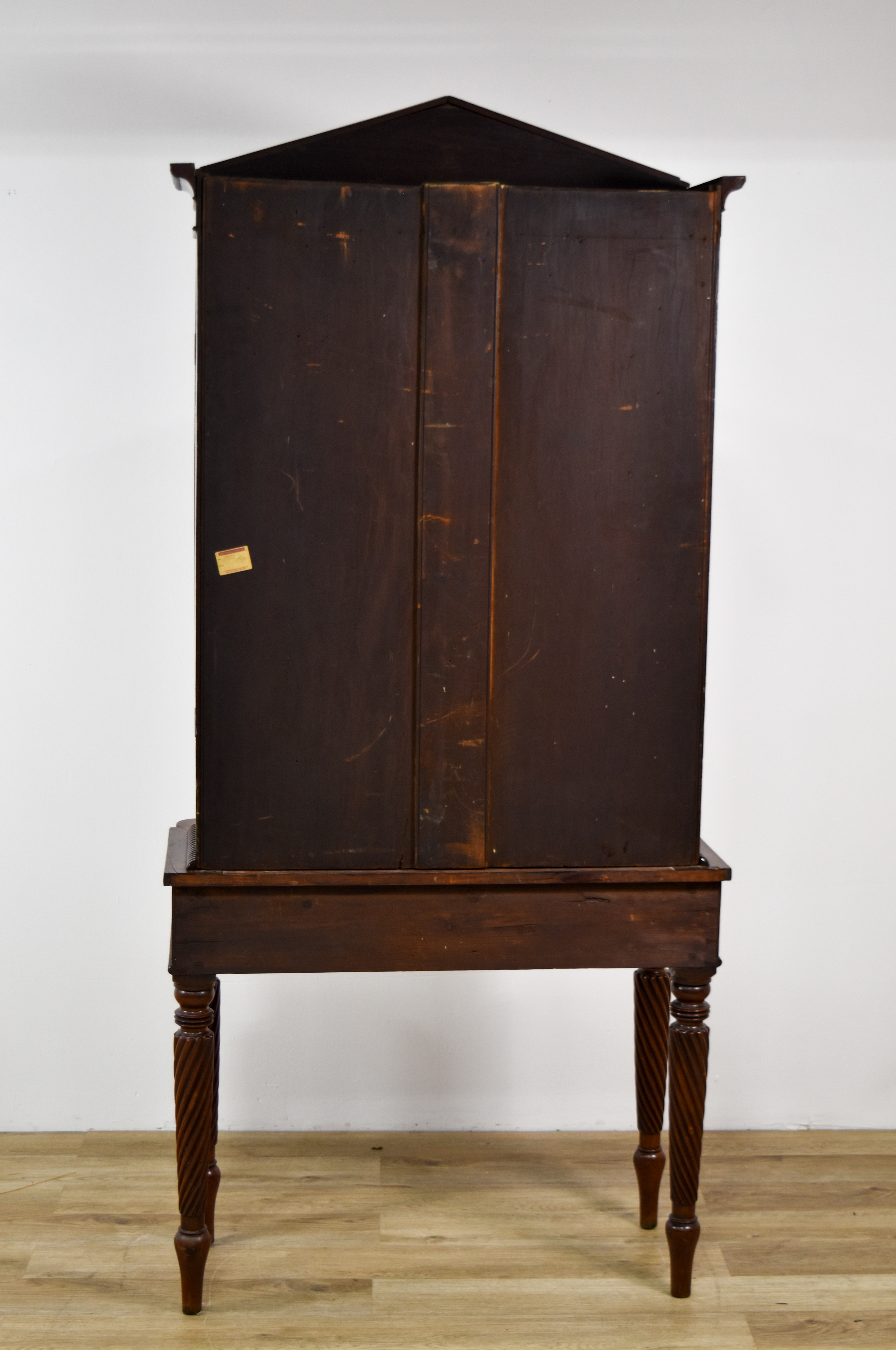 Neoclassical Style Two-Piece Mahogany Display Cabinet on Stand