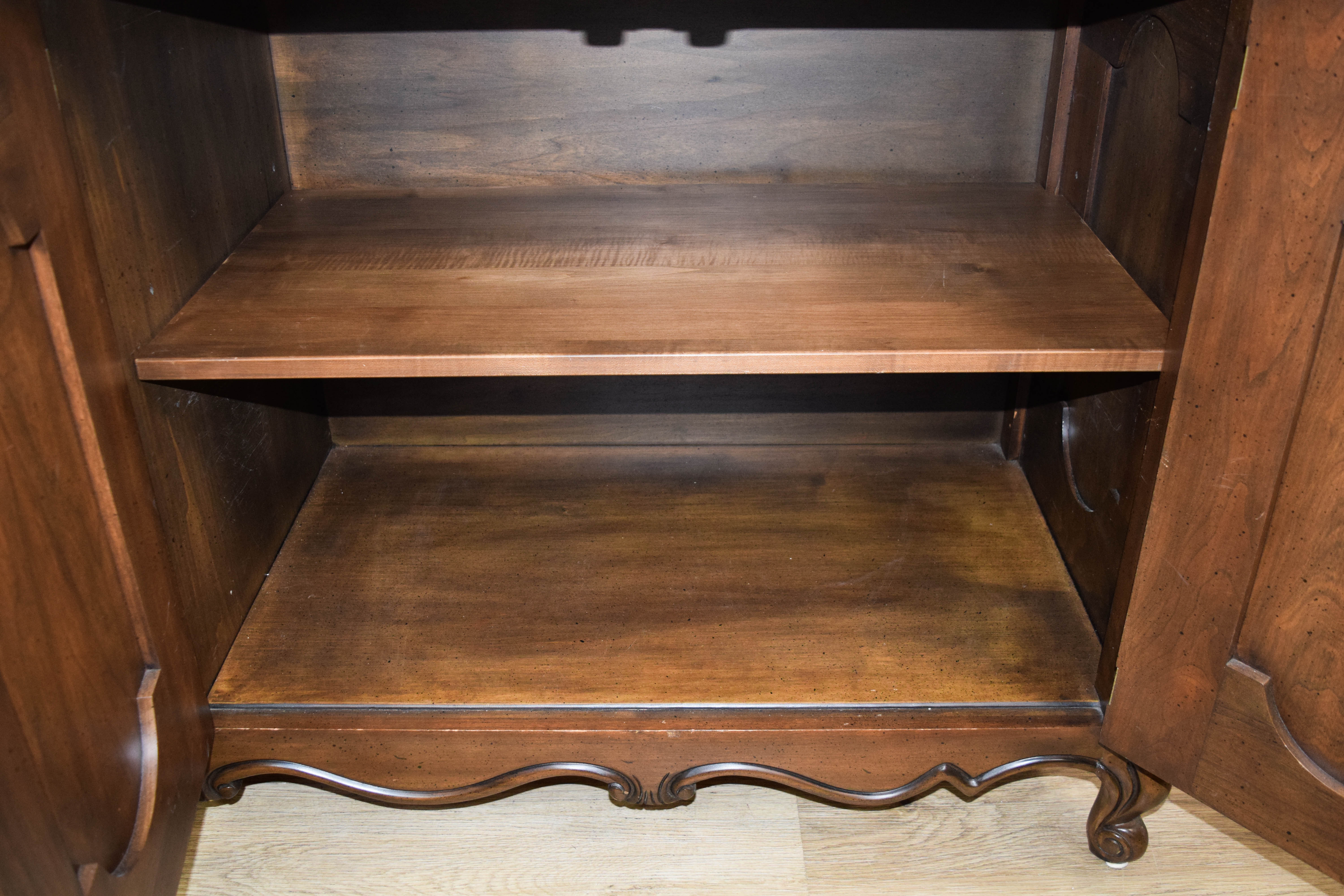 French Provincial Style Carved Wood Five Door Buffet Cabinet