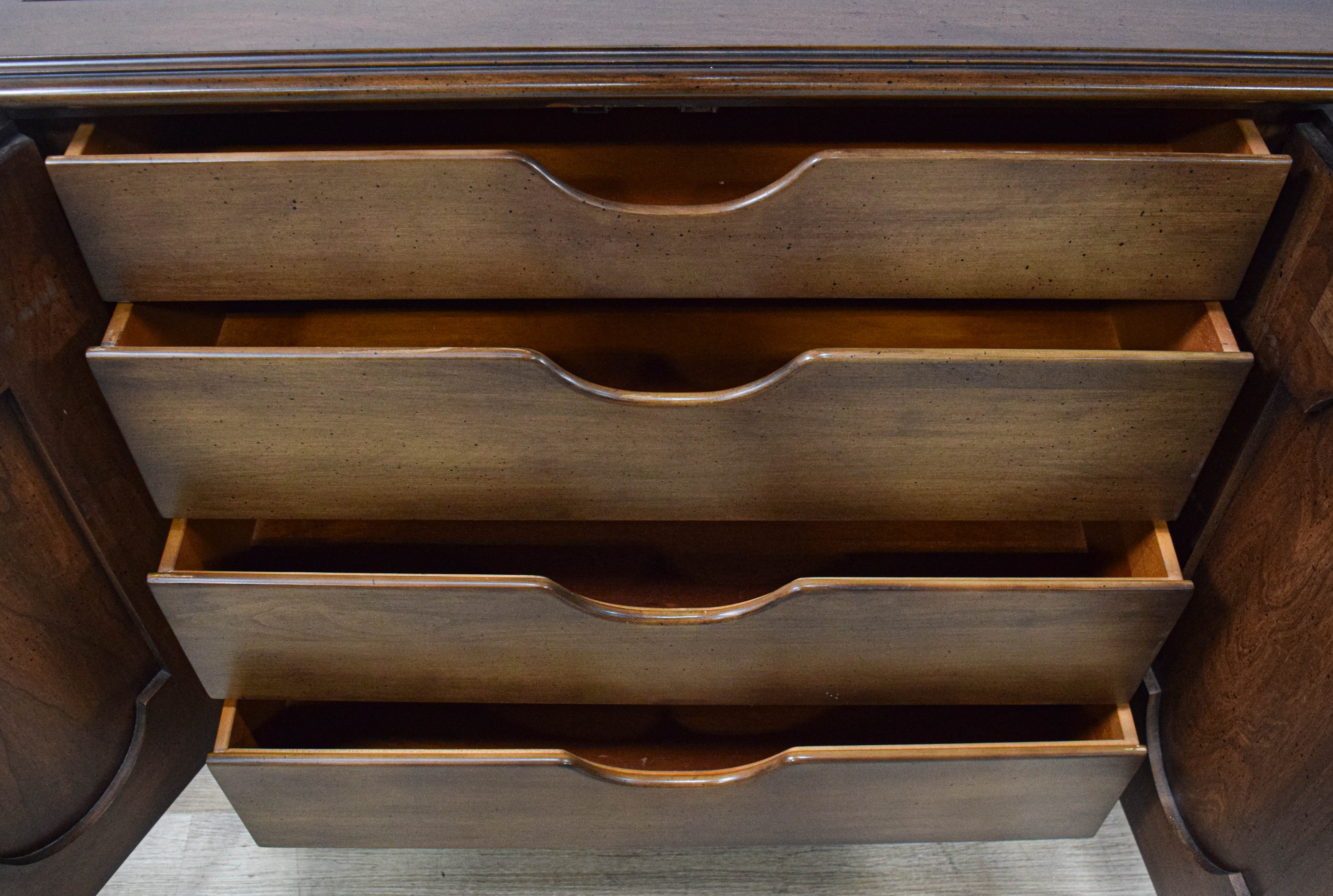 French Provincial Style Carved Wood Five Door Buffet Cabinet