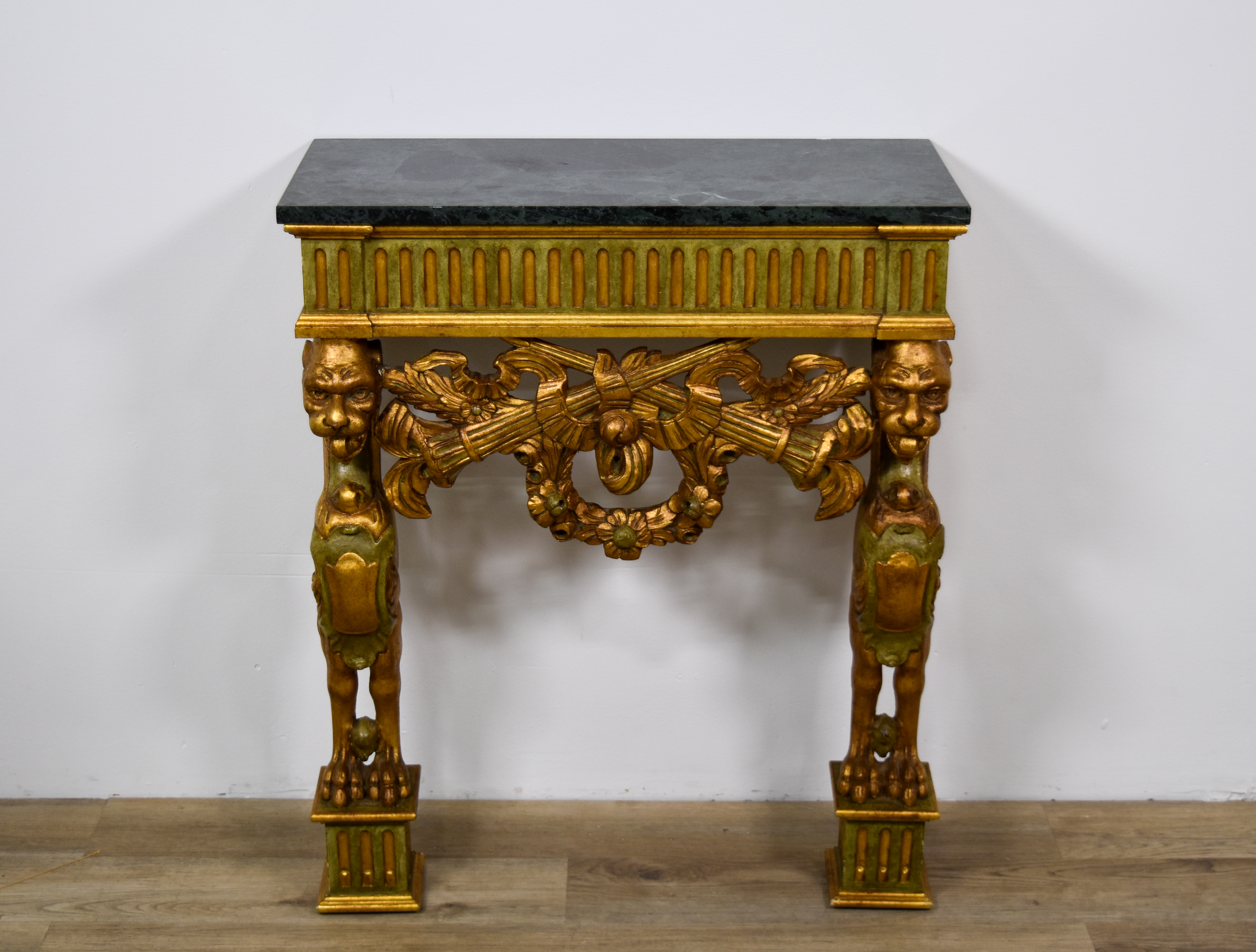 Anthony Amato Neoclassical Style Giltwood and Marble Top Console Table