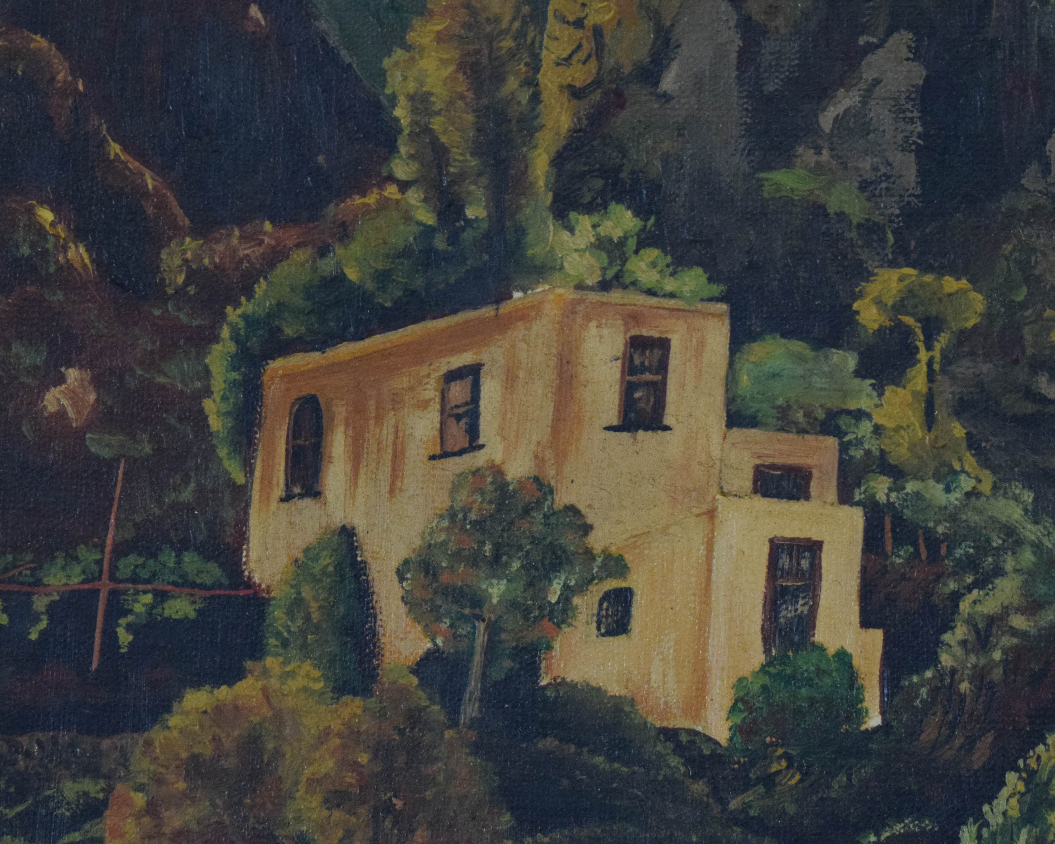 B. Bufalini Oil on Canvas European Mountain Village Landscape, 1971