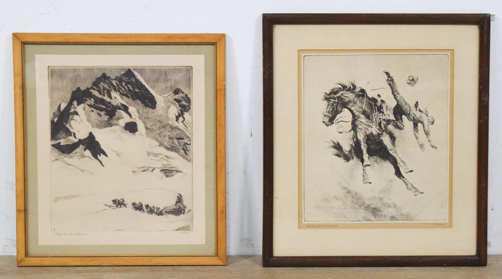 Lot 181: Pair of Reinhold H. Palenske Framed Intaglio Prints