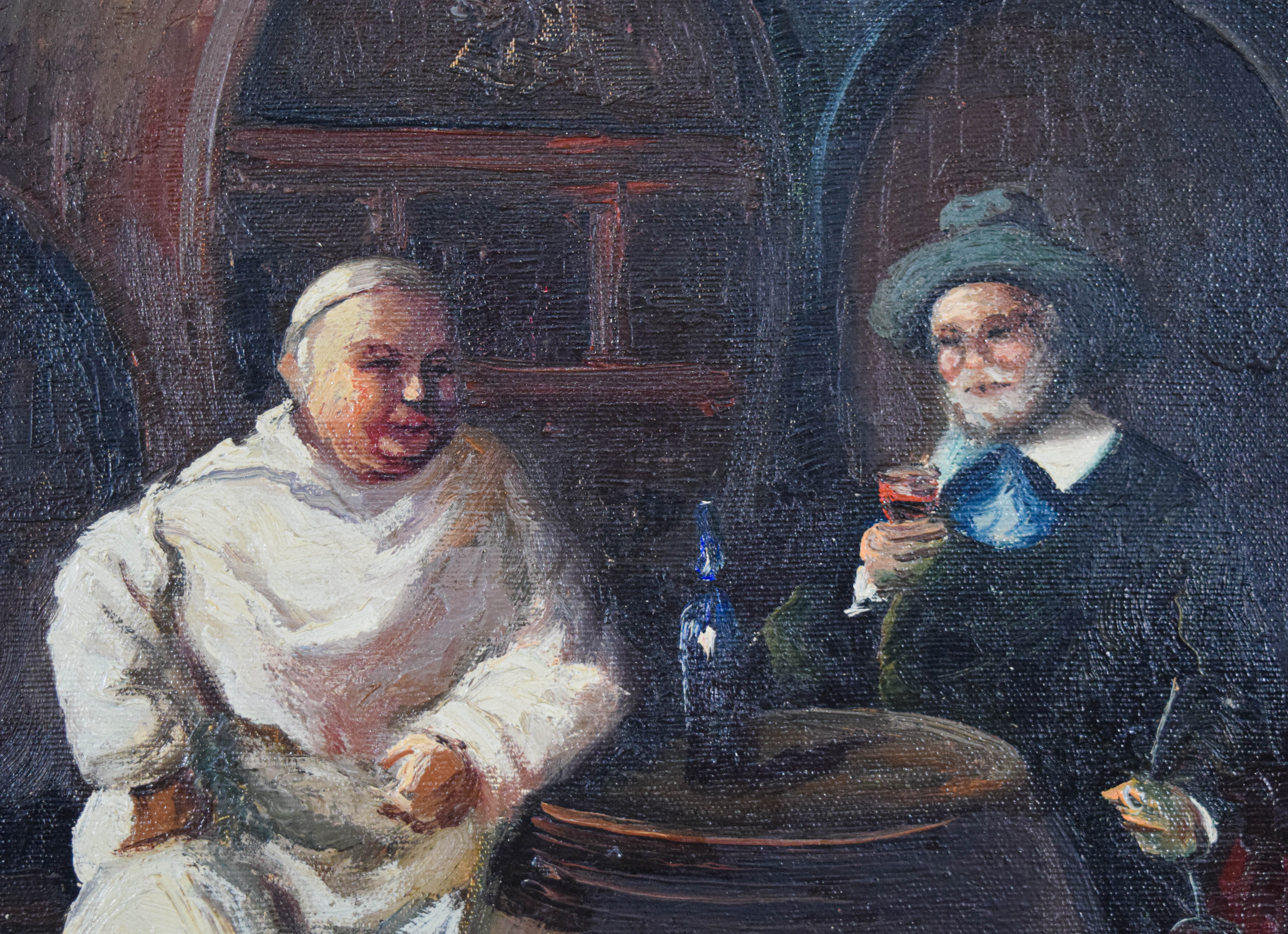 Attributed to Louis Henri Deschamps Oil on Canvas Wine Cellar