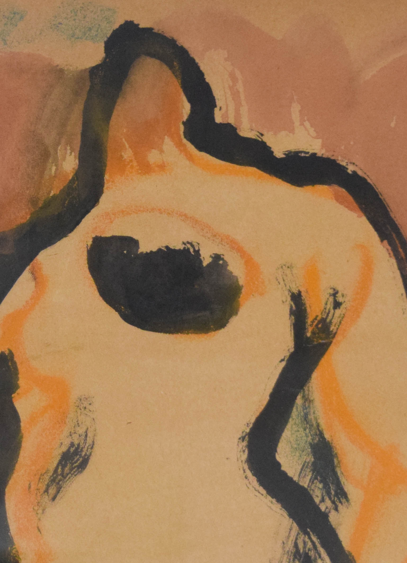 Earl Kerkam Ink and Wash on Paper Standing Female Nude