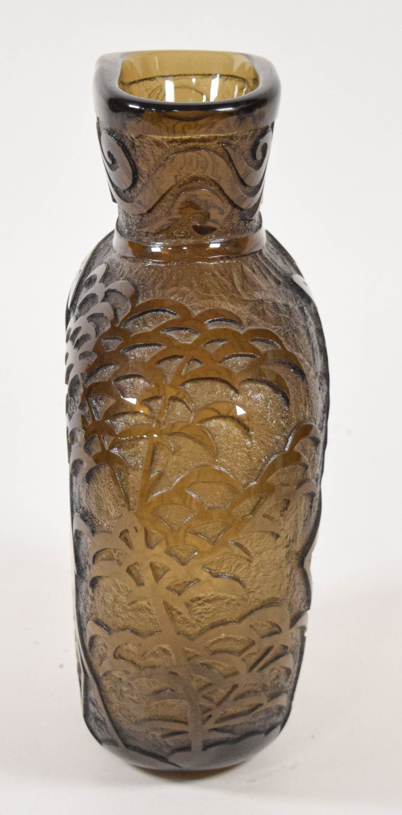 Pierre d'Avesn for Daum Nancy Art Deco Acid Etched Cameo Glass Gazelle Vase