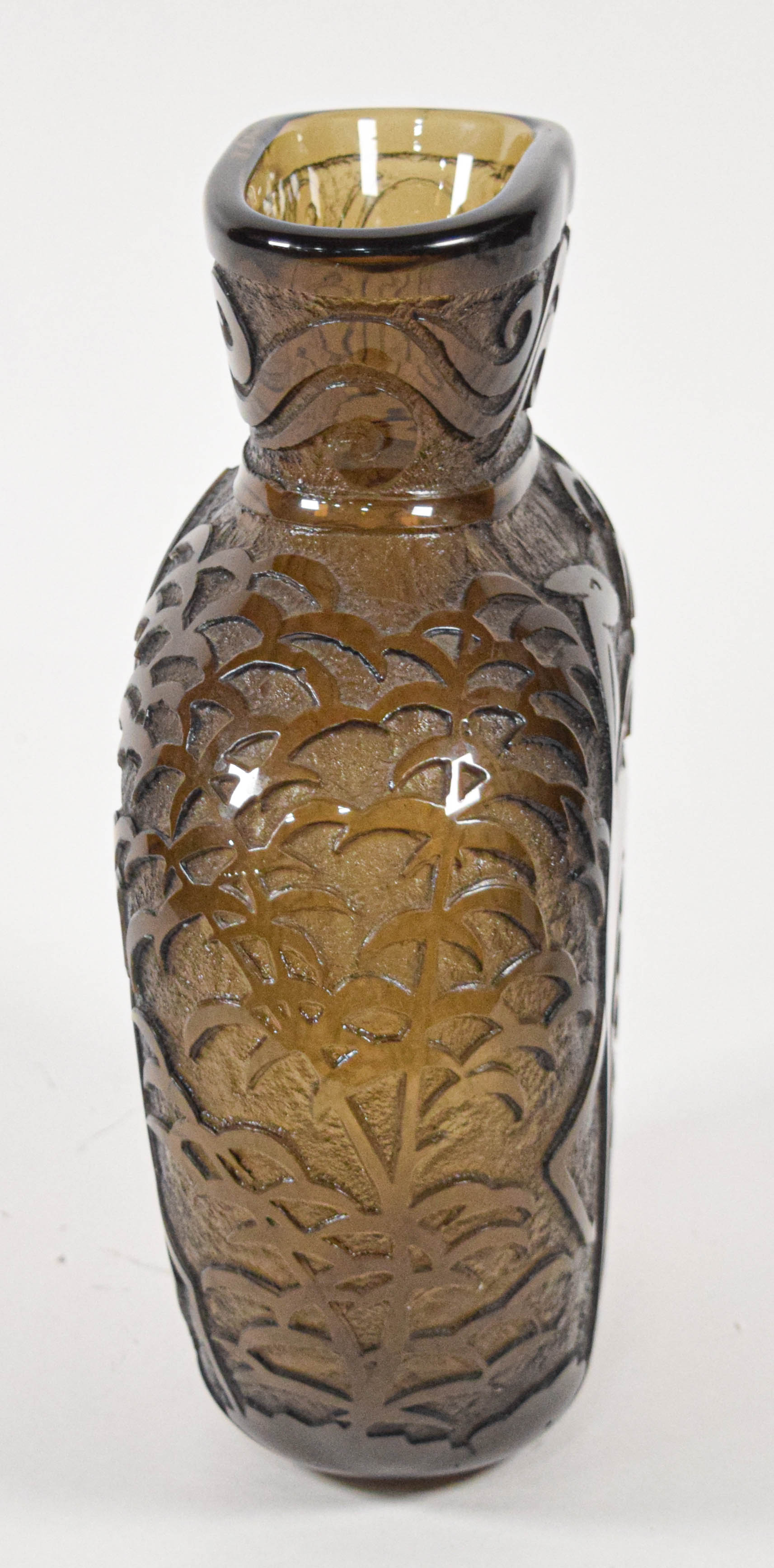 Pierre d'Avesn for Daum Nancy Art Deco Acid Etched Cameo Glass Gazelle Vase