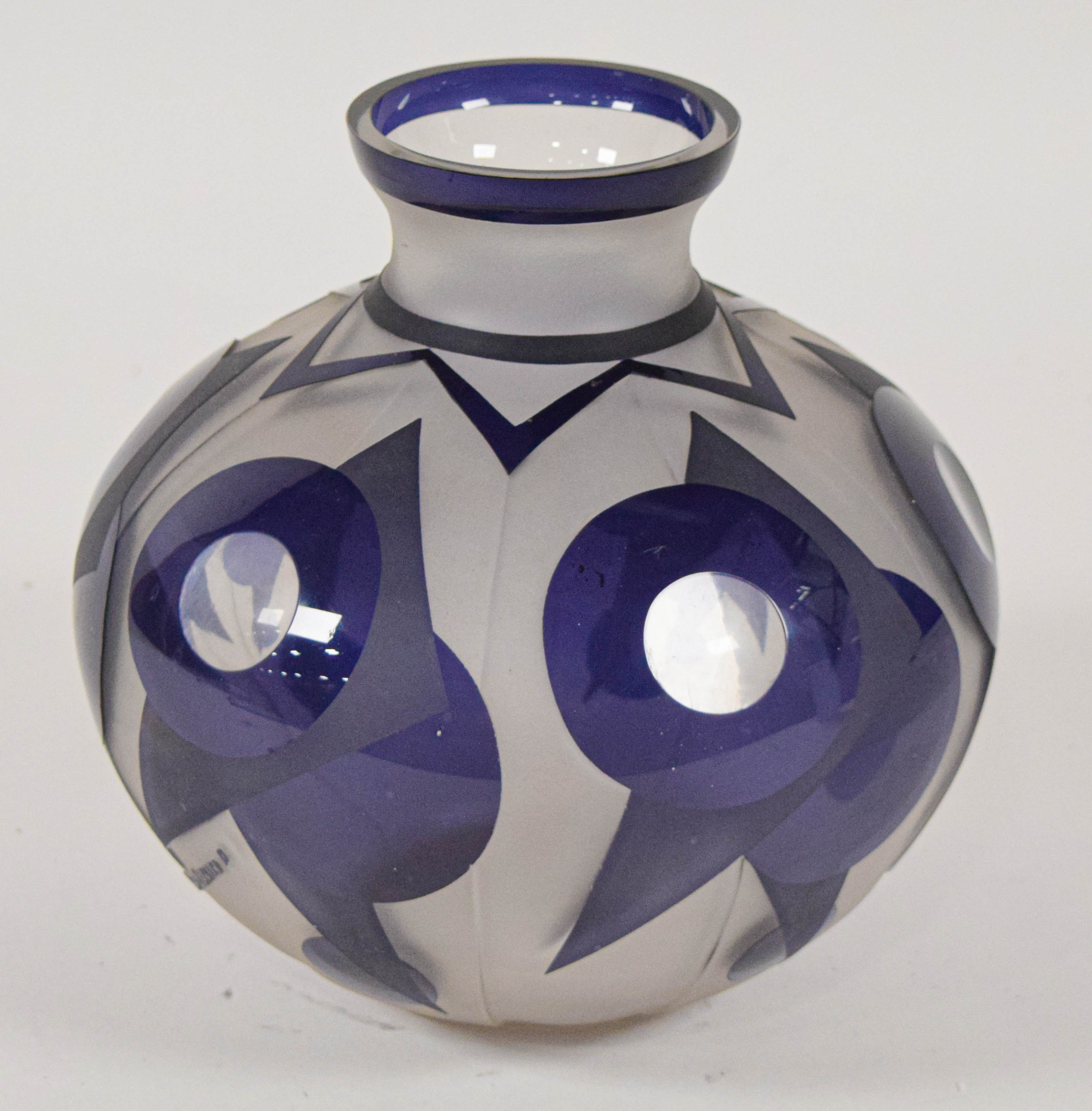 Paul Bernard Gobena Art Deco Acid Etched Cameo Glass Vase