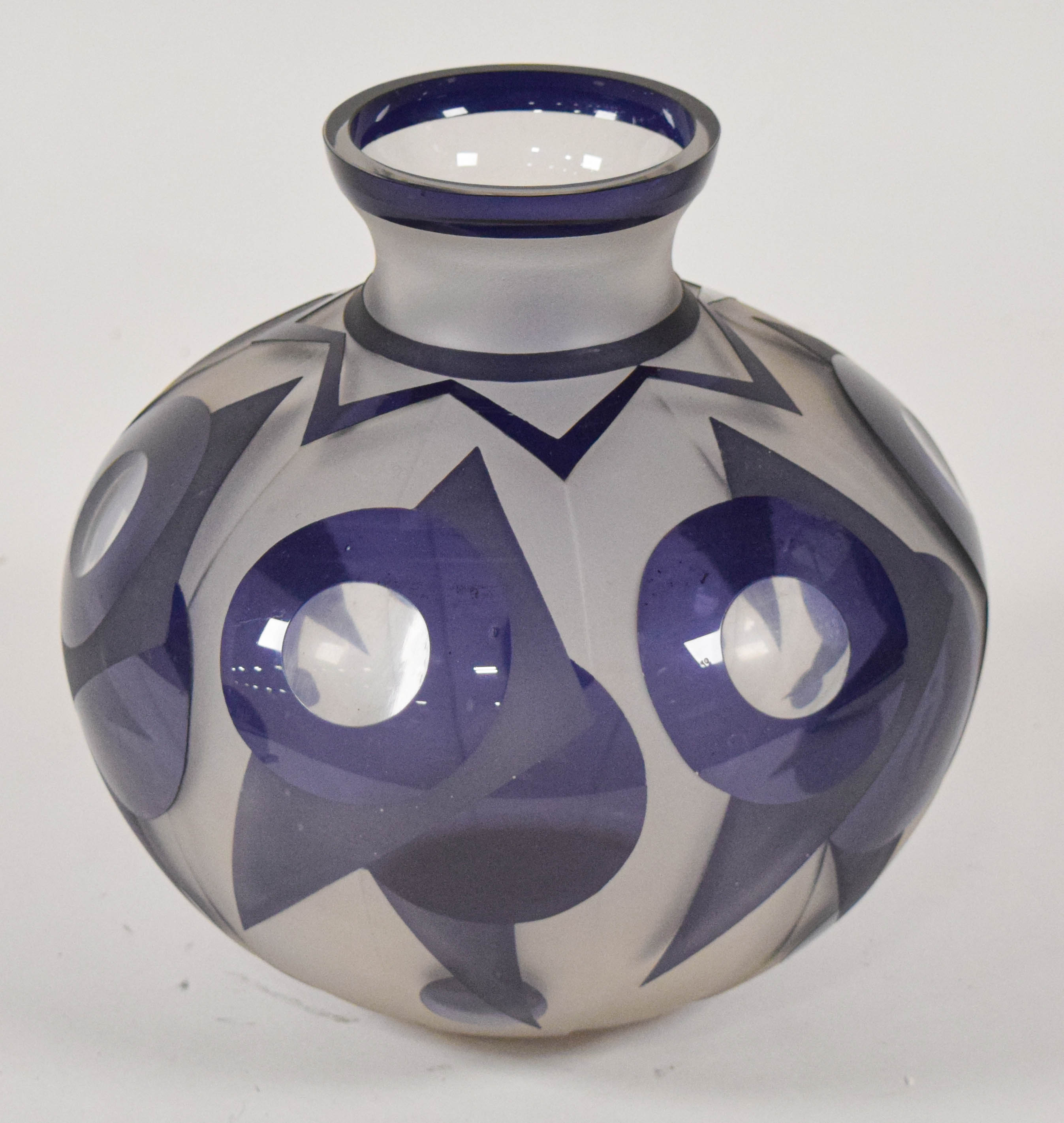 Paul Bernard Gobena Art Deco Acid Etched Cameo Glass Vase