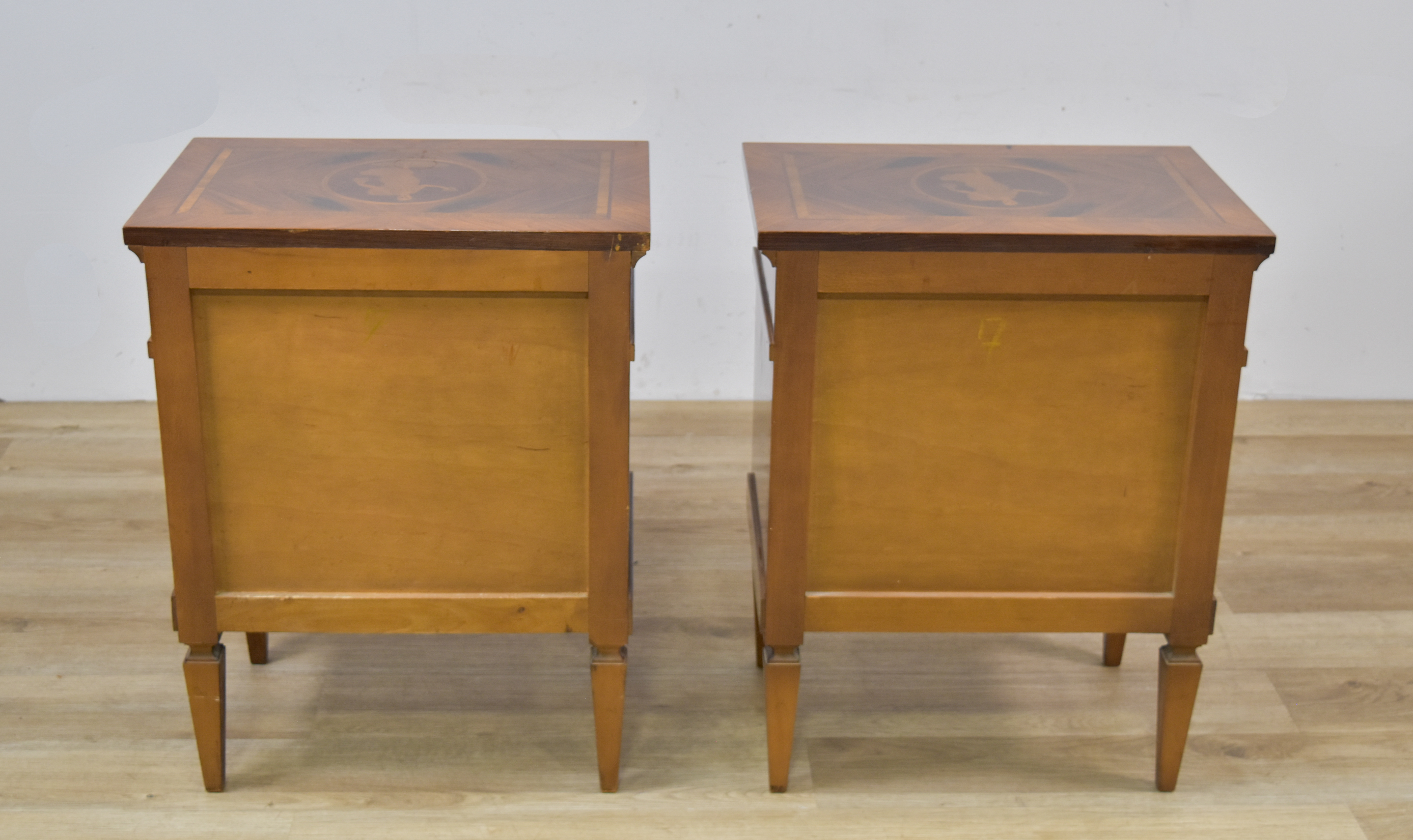 A Pair of Mastro Cappellini Louis XVI Style Marquetry Bedside Chests