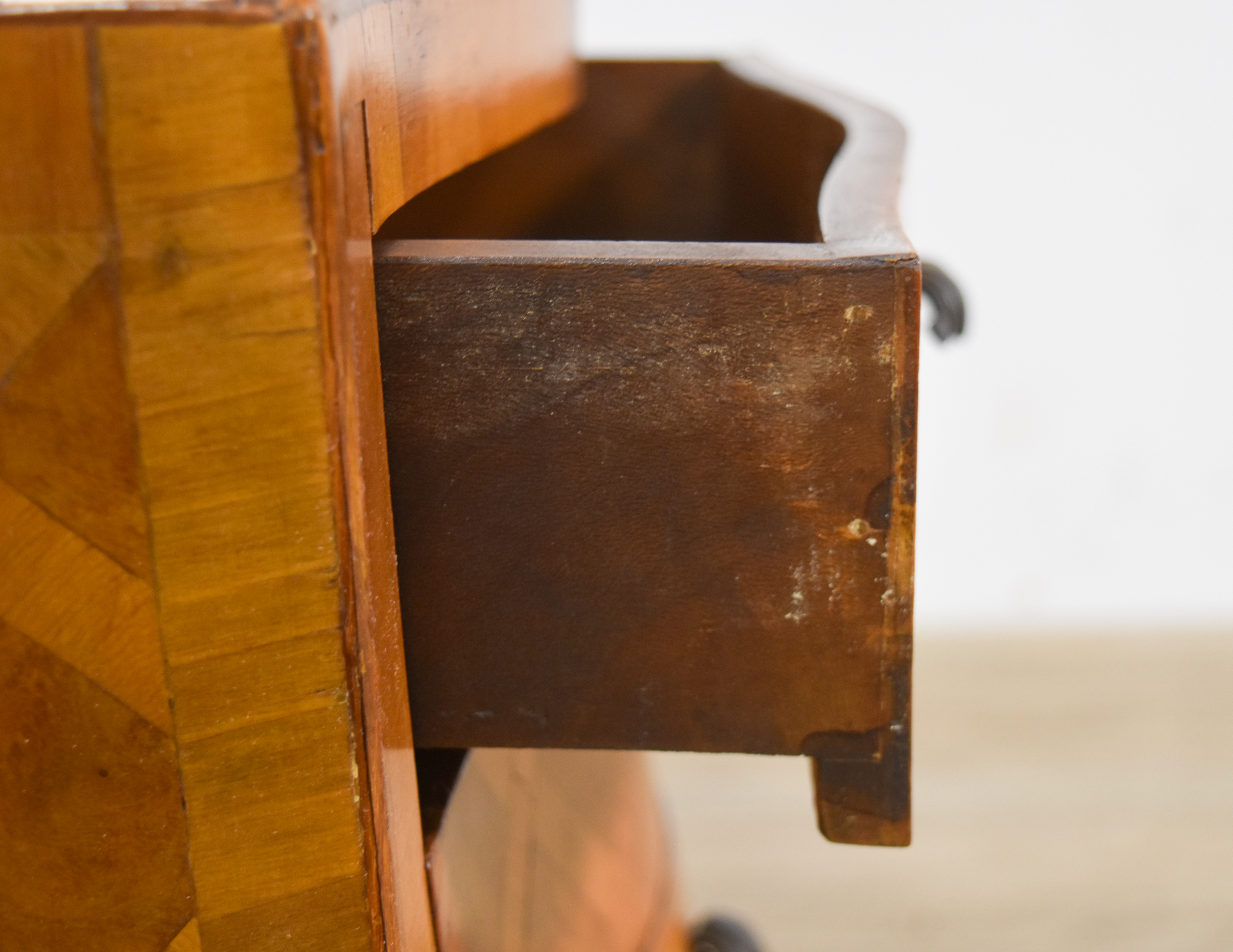 A Pair of Italian Parquetry Bombe Commodes for W&J Sloane