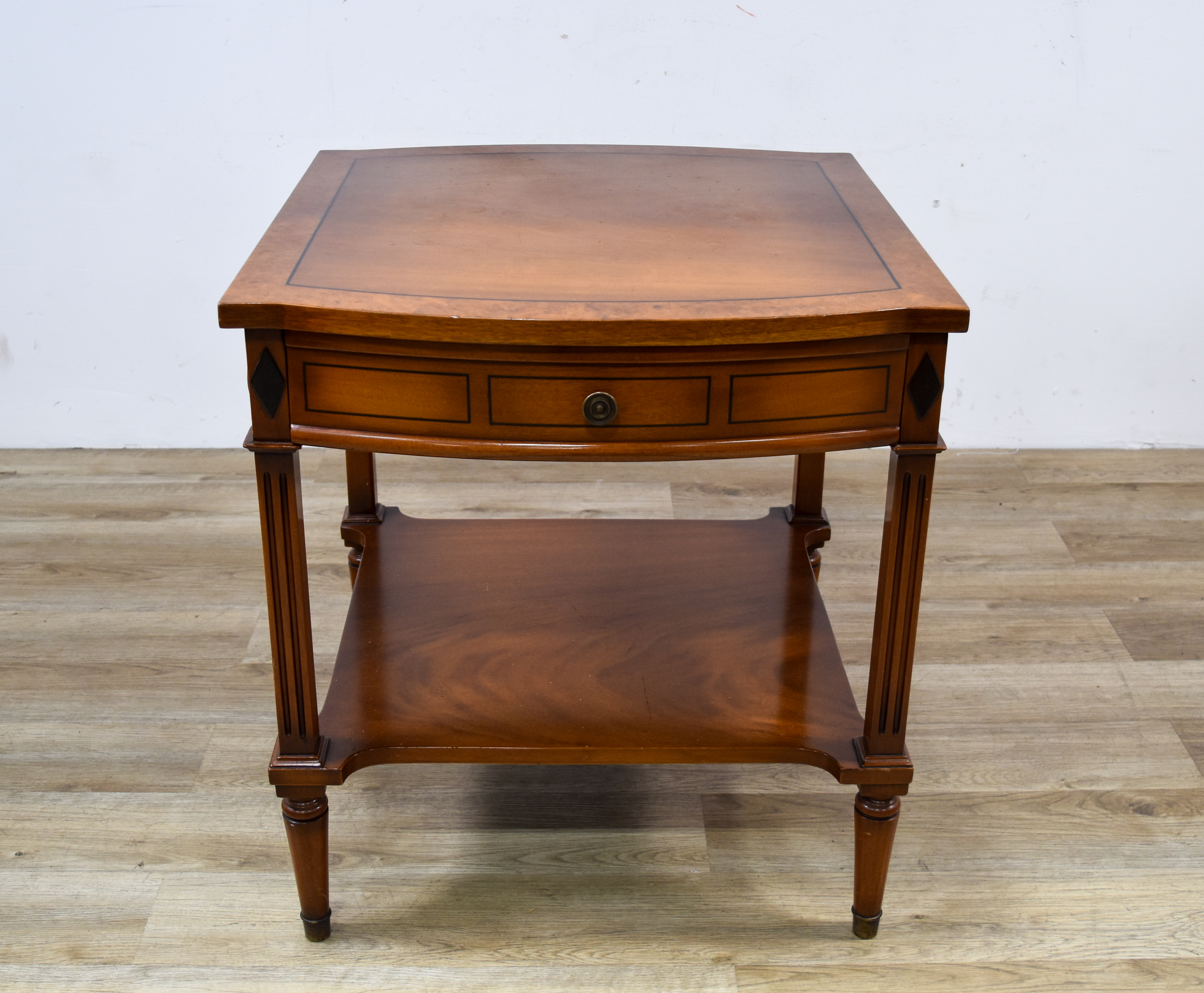 Neoclassical Style Mahogany and Burl Veneer Accent Table