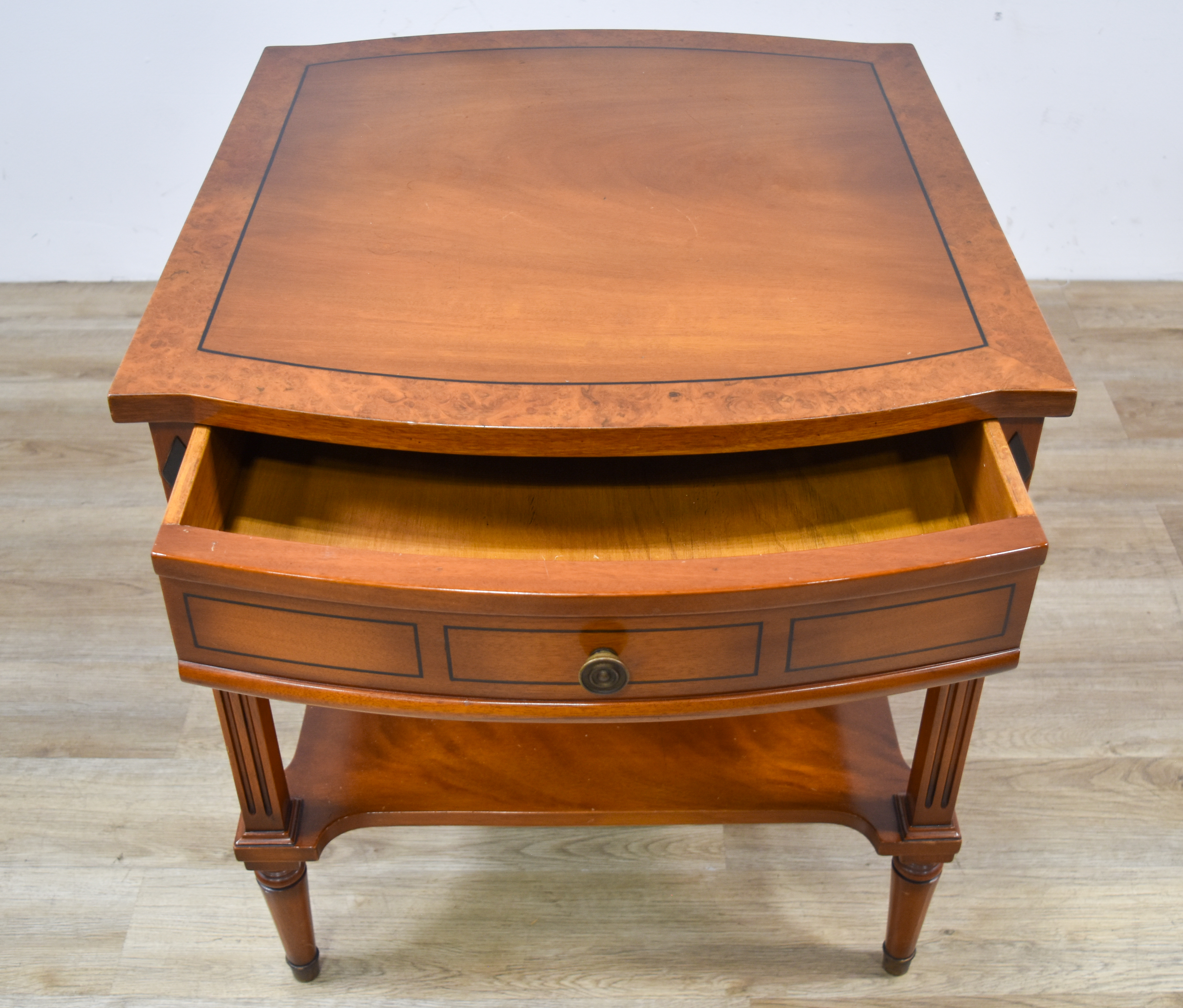 Neoclassical Style Mahogany and Burl Veneer Accent Table