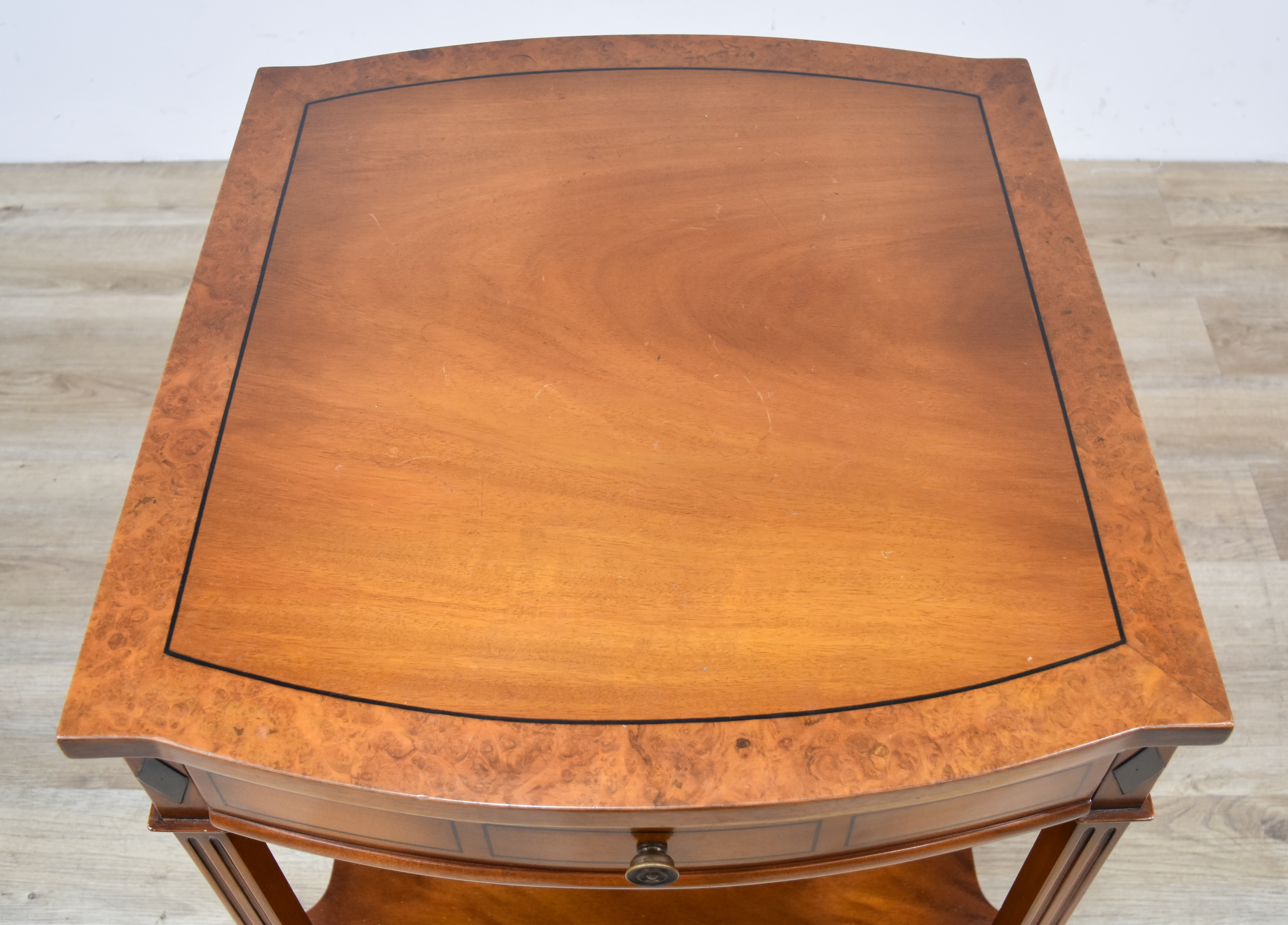 Neoclassical Style Mahogany and Burl Veneer Accent Table