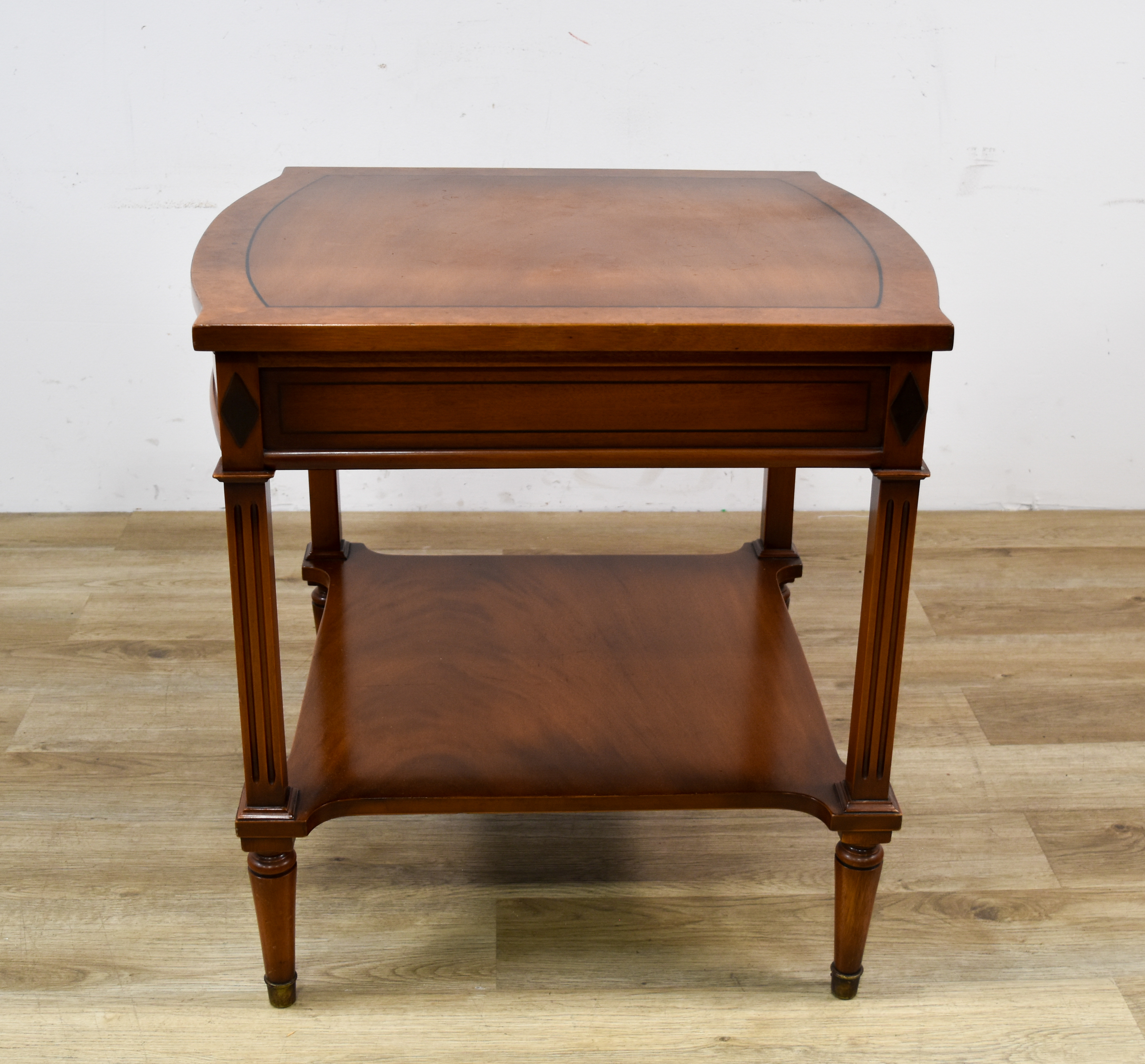 Neoclassical Style Mahogany and Burl Veneer Accent Table