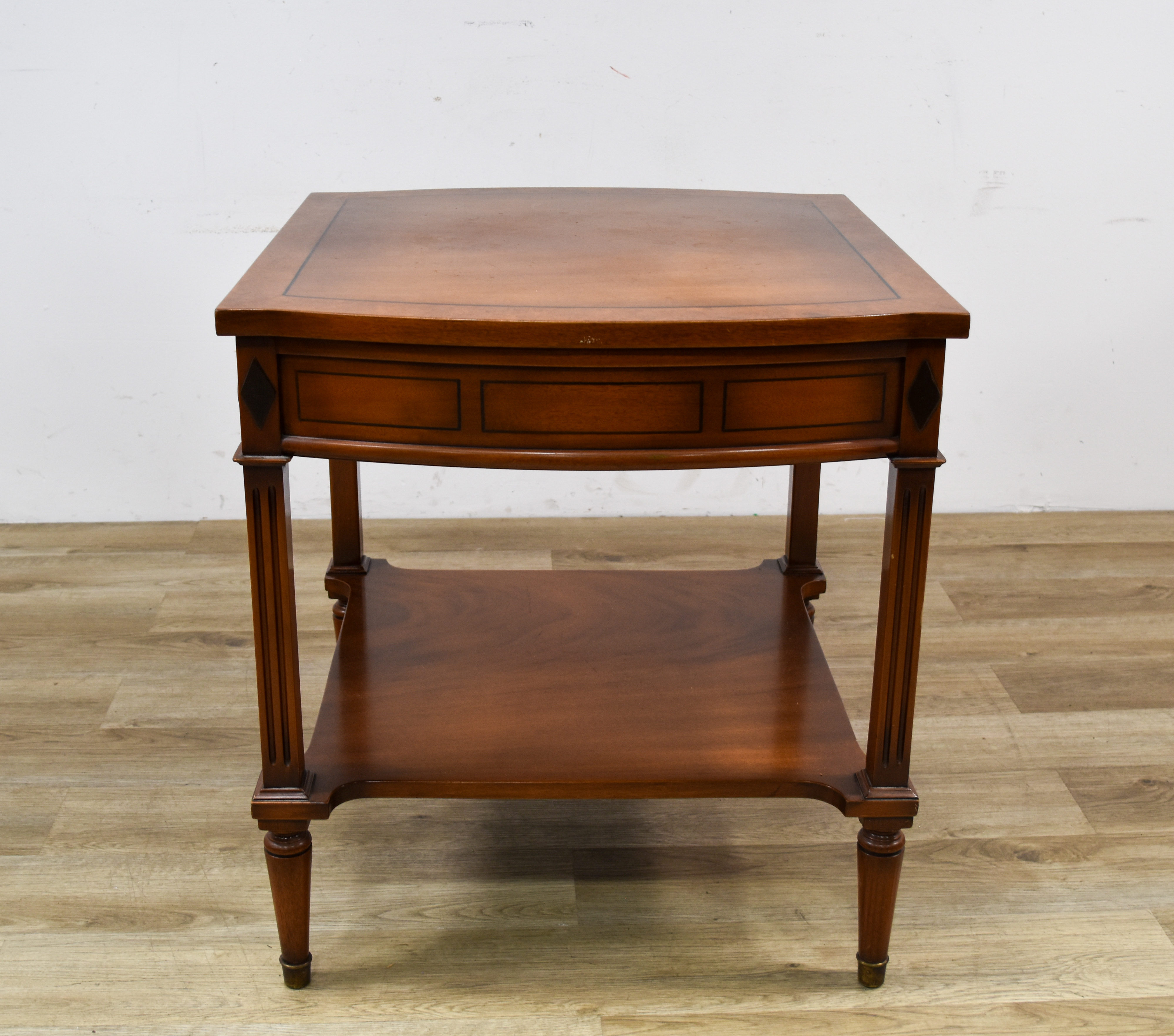 Neoclassical Style Mahogany and Burl Veneer Accent Table