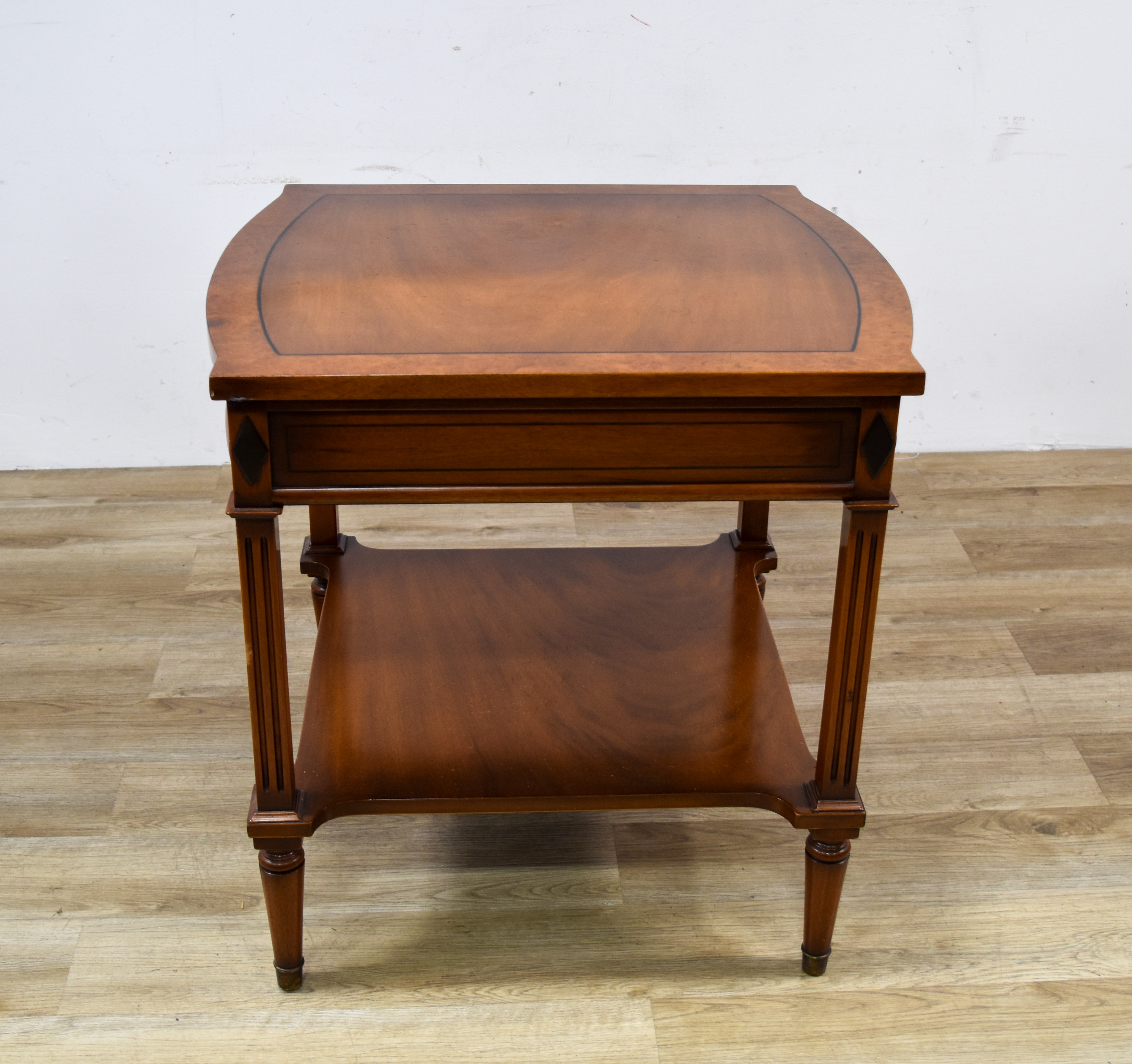 Neoclassical Style Mahogany and Burl Veneer Accent Table