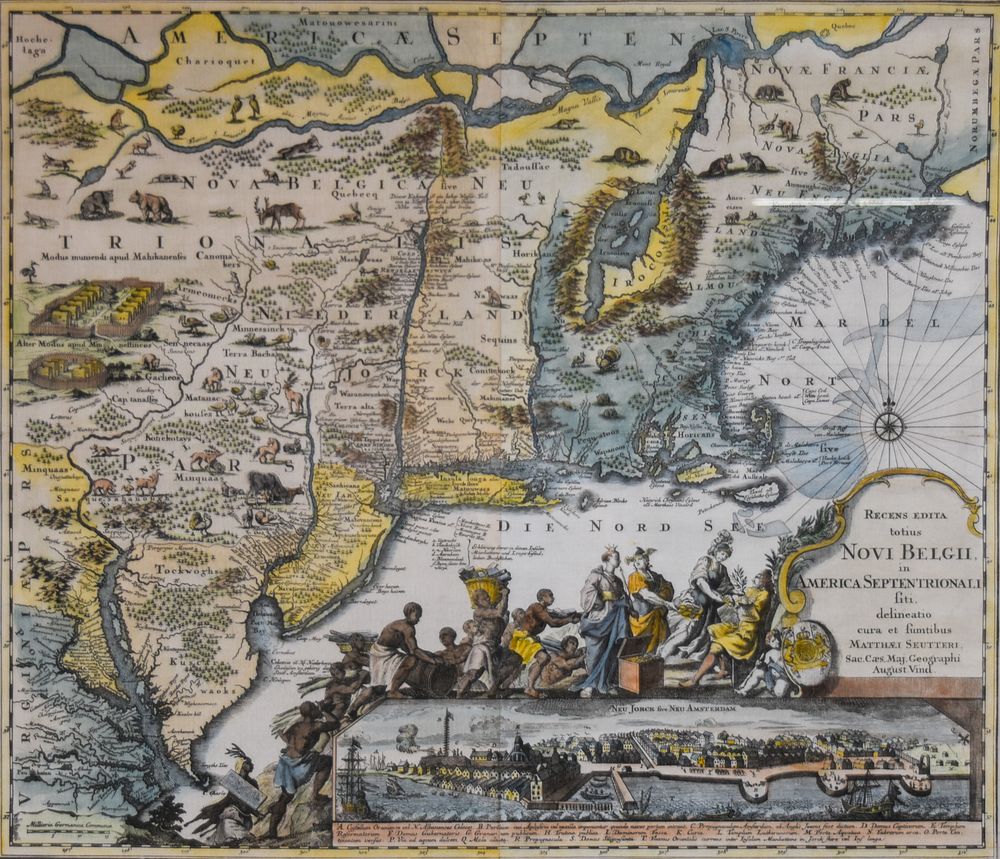 Lot 176: Matthäus Seutter, Recens Edita Totius Novi Belgii (Map of New Netherland) ca. 1730, 2nd State