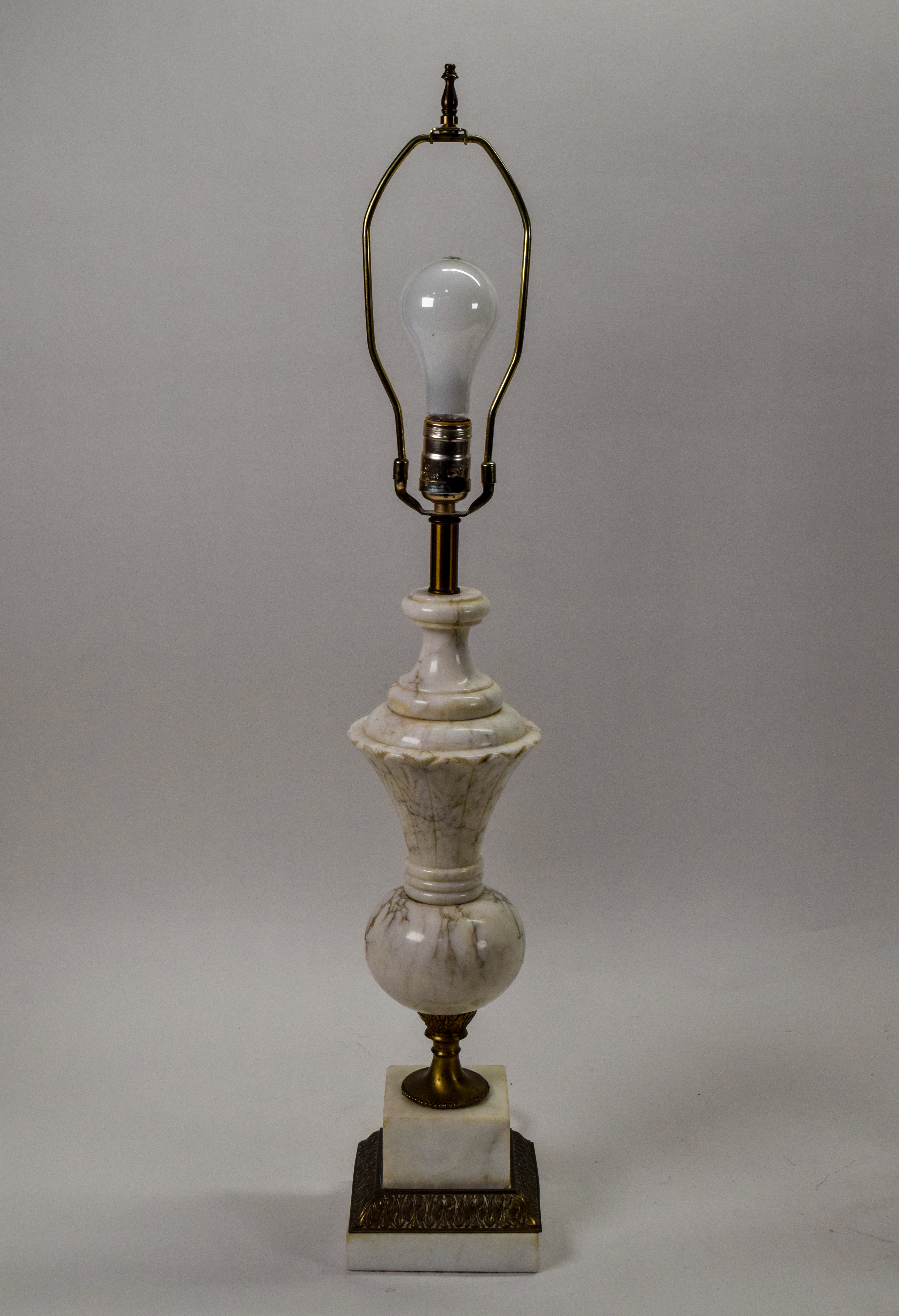 A Pair of Neoclassical Carved Alabaster Table Lamps