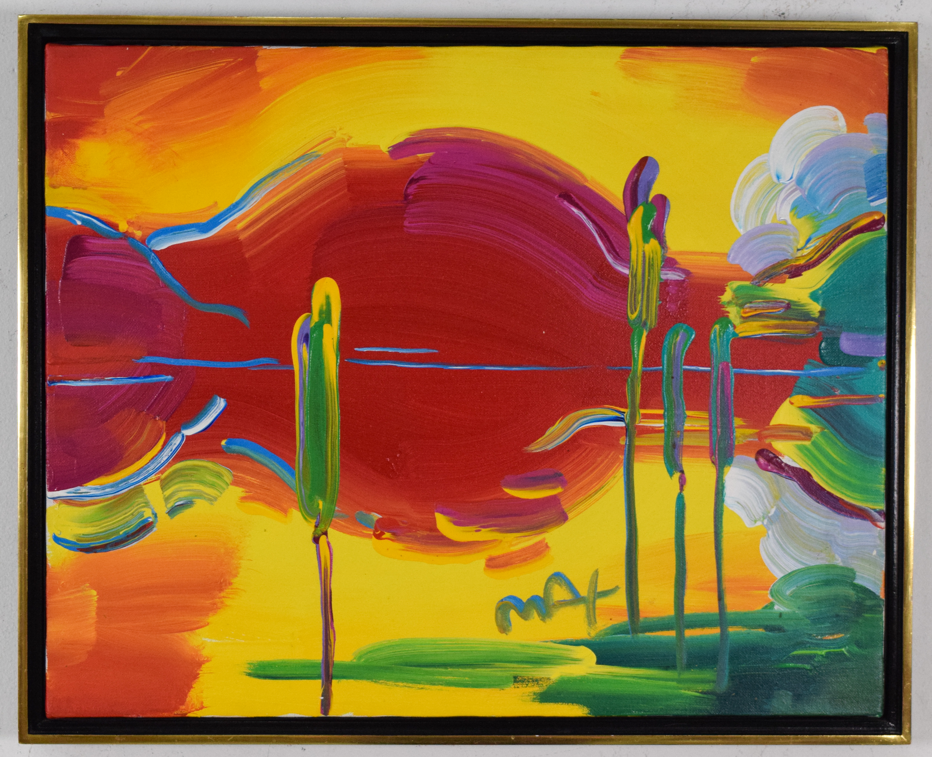 Peter Max Acrylic on Canvas Abstract Landscape, 1997