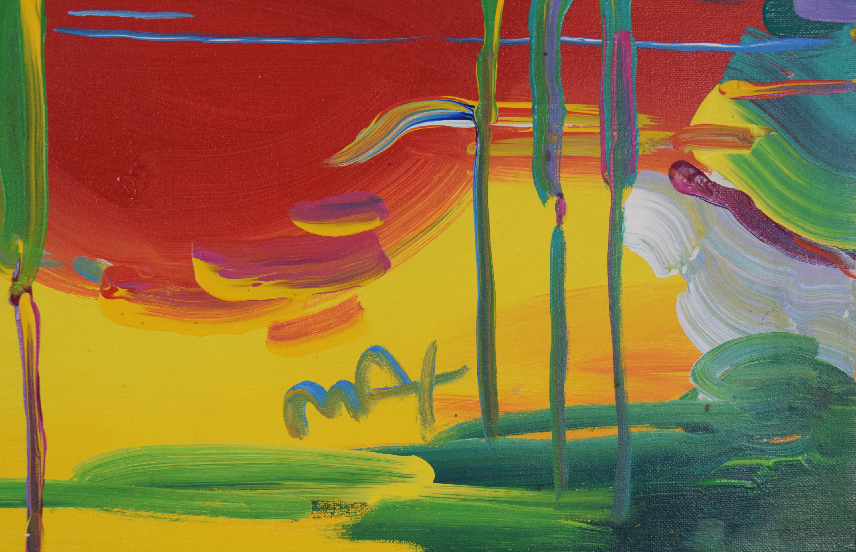Peter Max Acrylic on Canvas Abstract Landscape, 1997