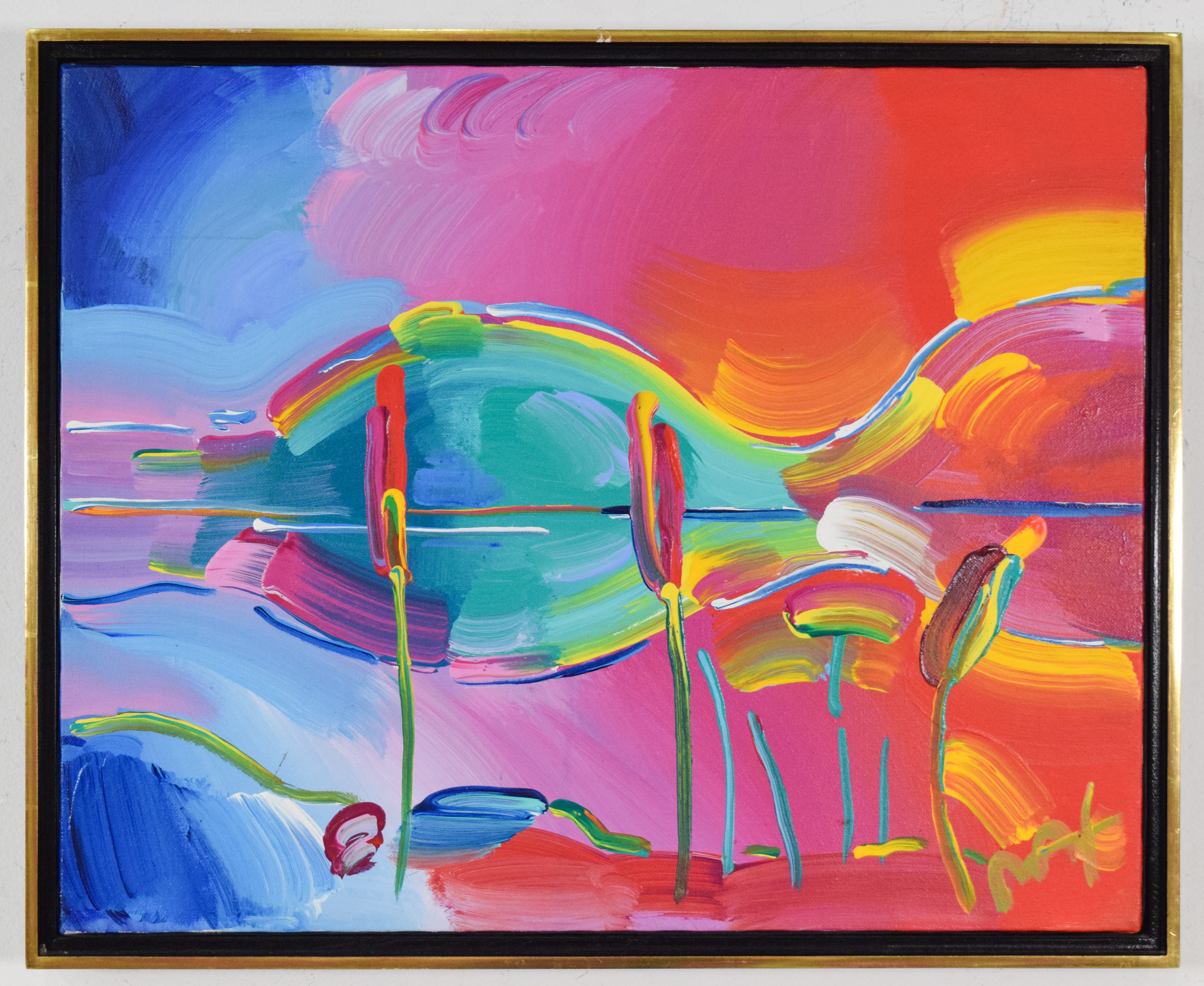 Peter Max Acrylic on Canvas Abstract Landscape, 1997