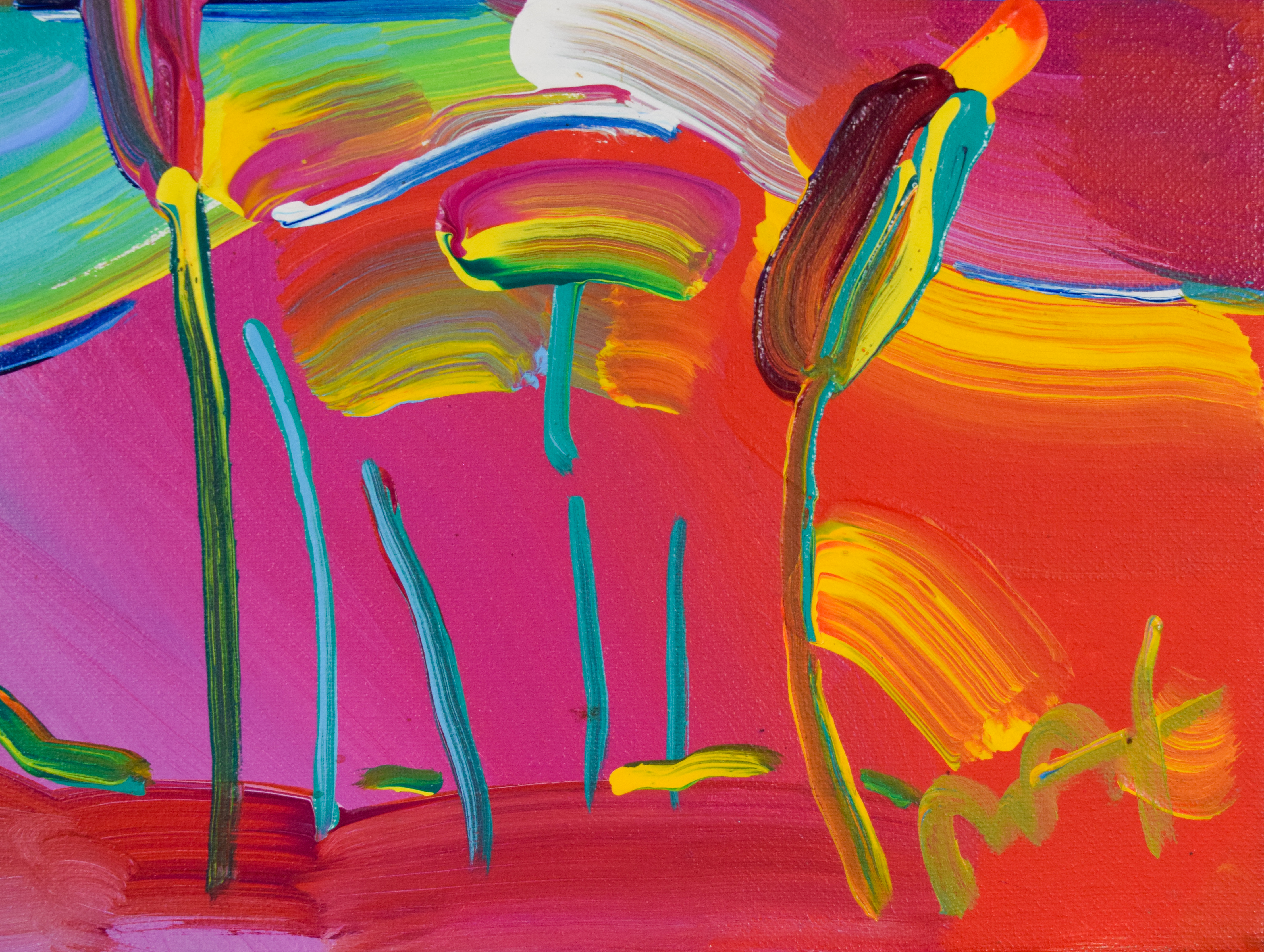 Peter Max Acrylic on Canvas Abstract Landscape, 1997