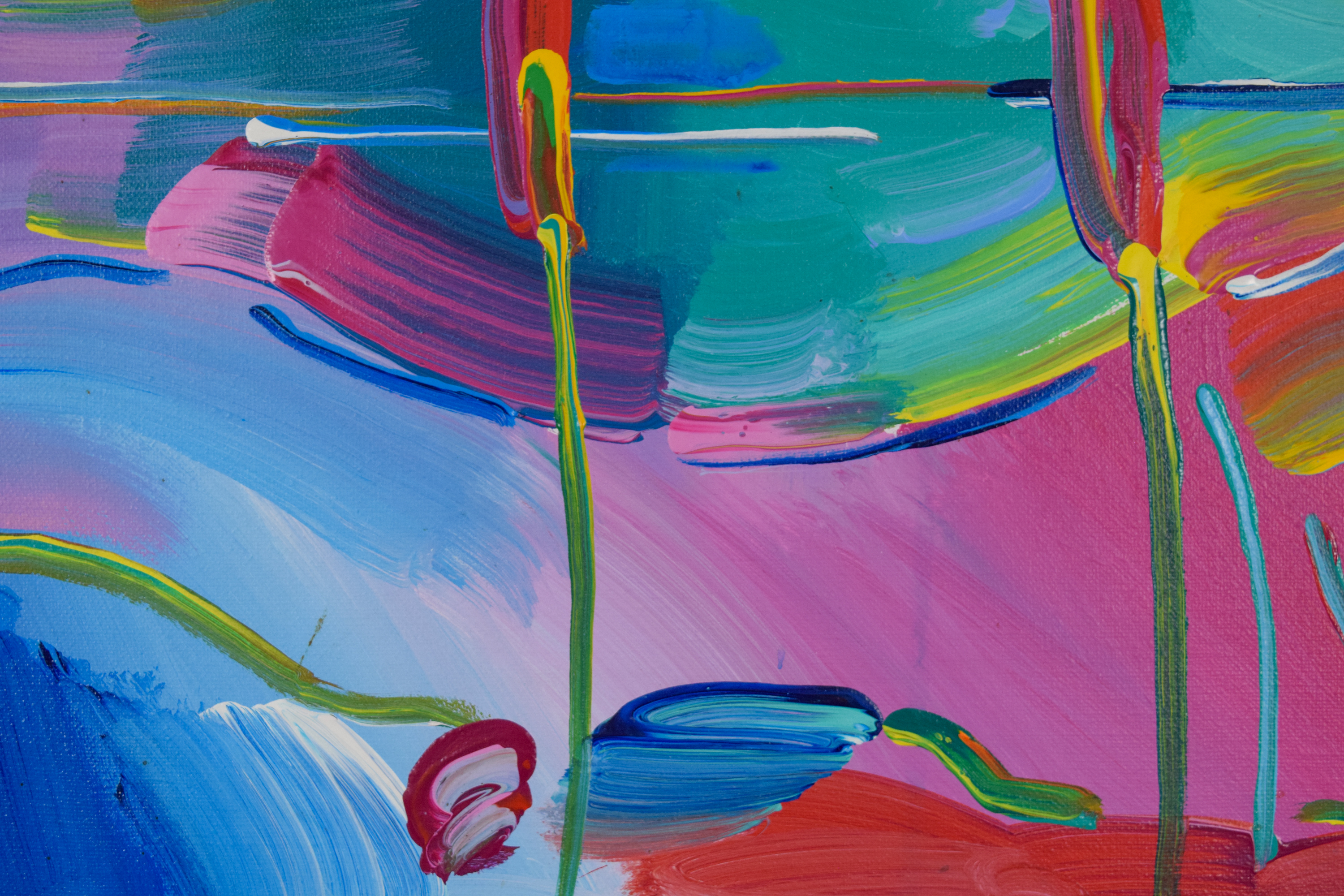 Peter Max Acrylic on Canvas Abstract Landscape, 1997