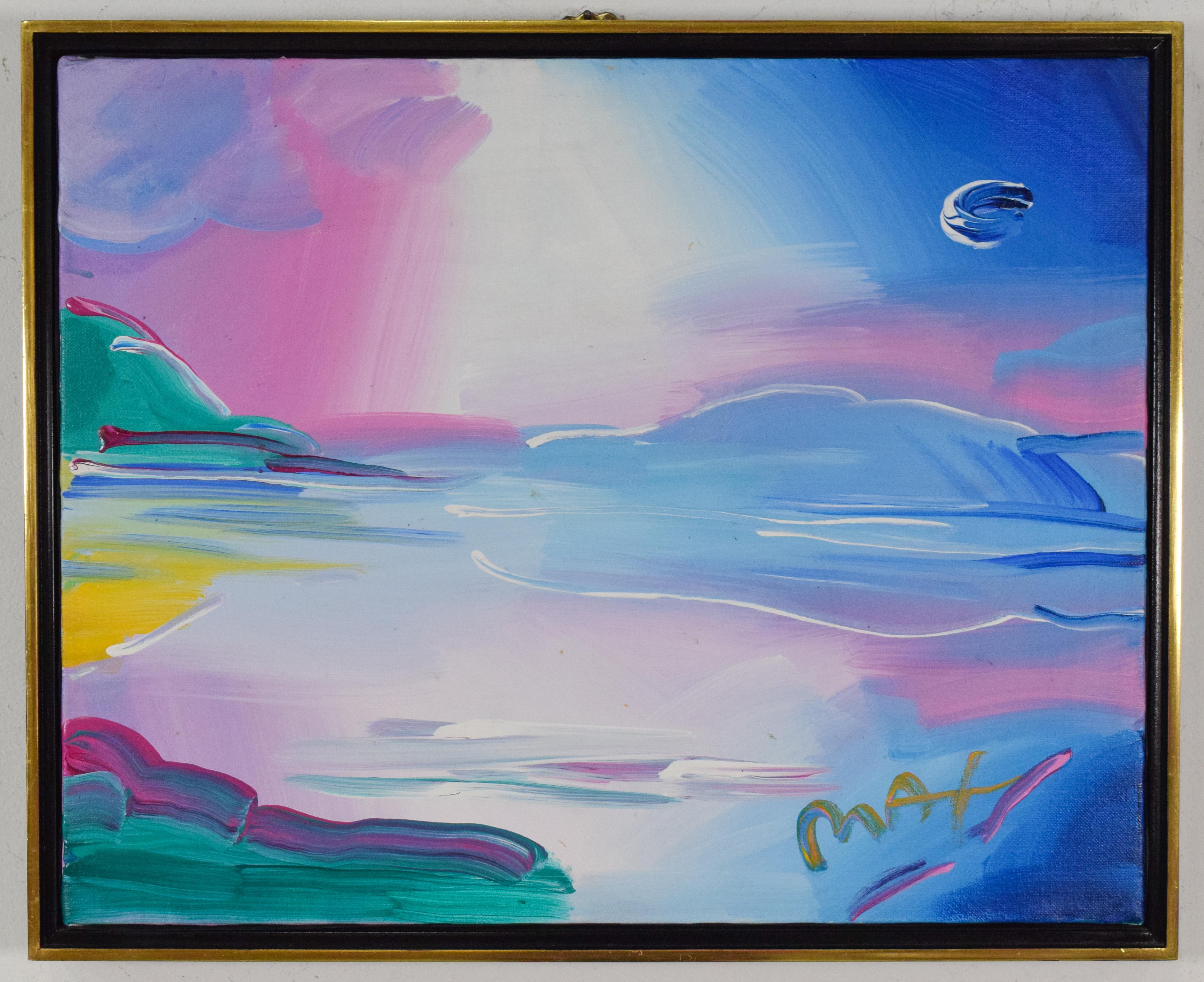 Peter Max Acrylic on Canvas Abstract Landscape, 1997