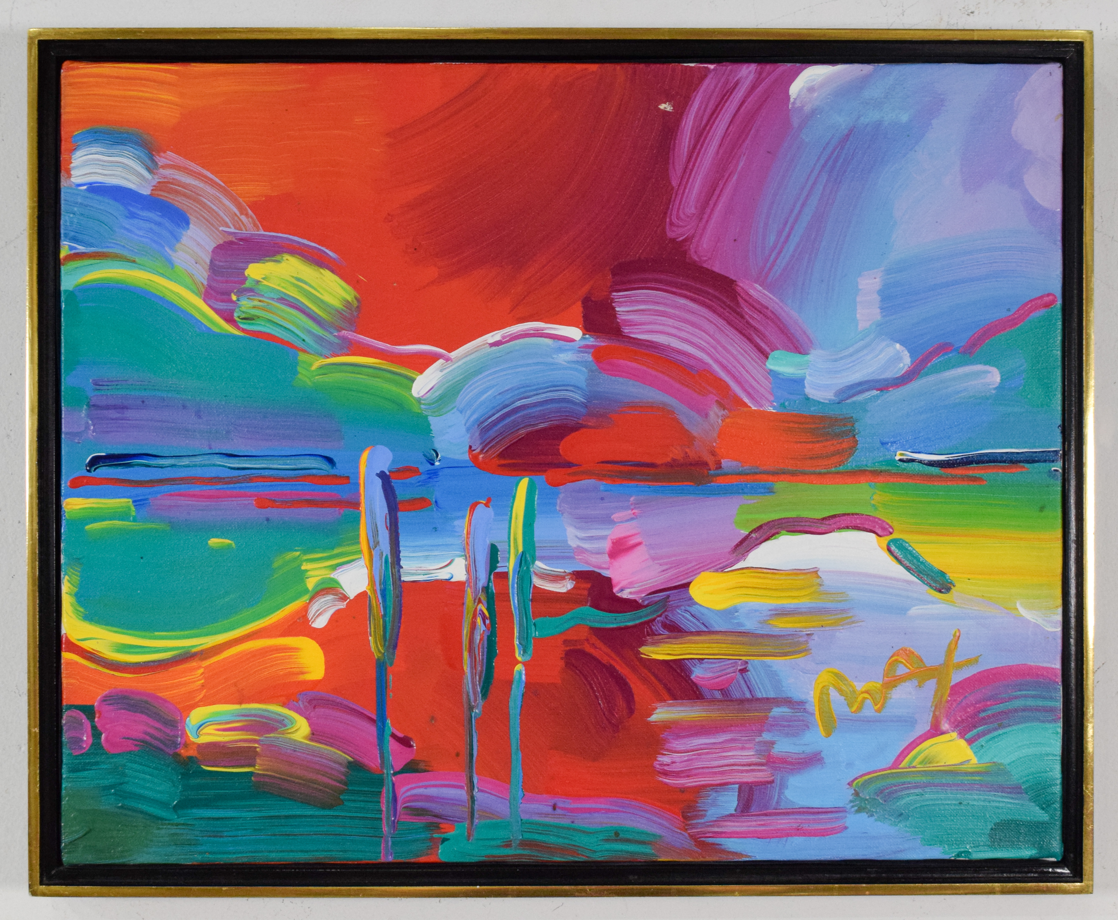 Peter Max Acrylic on Canvas Abstract Landscape, 1997