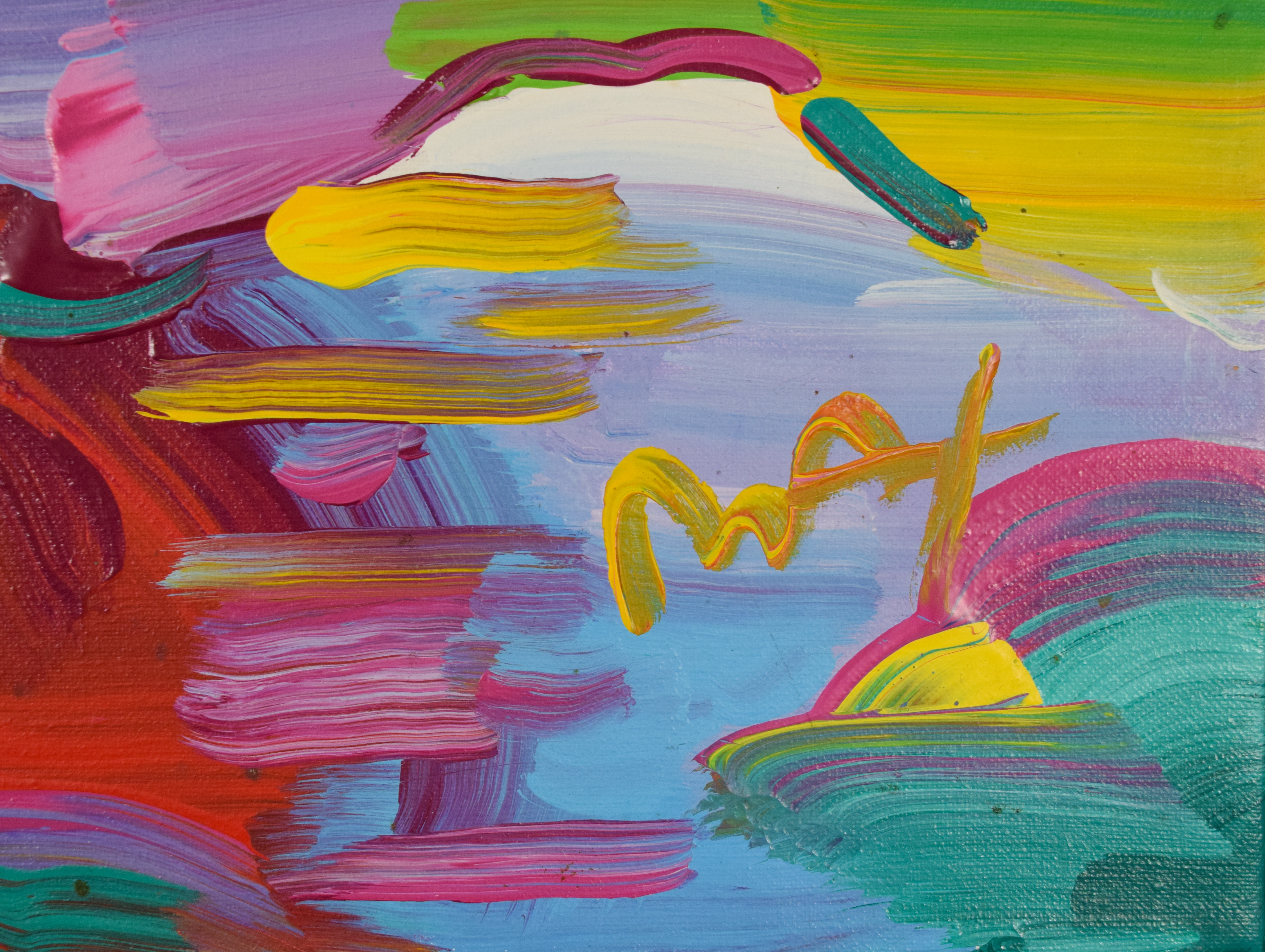 Peter Max Acrylic on Canvas Abstract Landscape, 1997