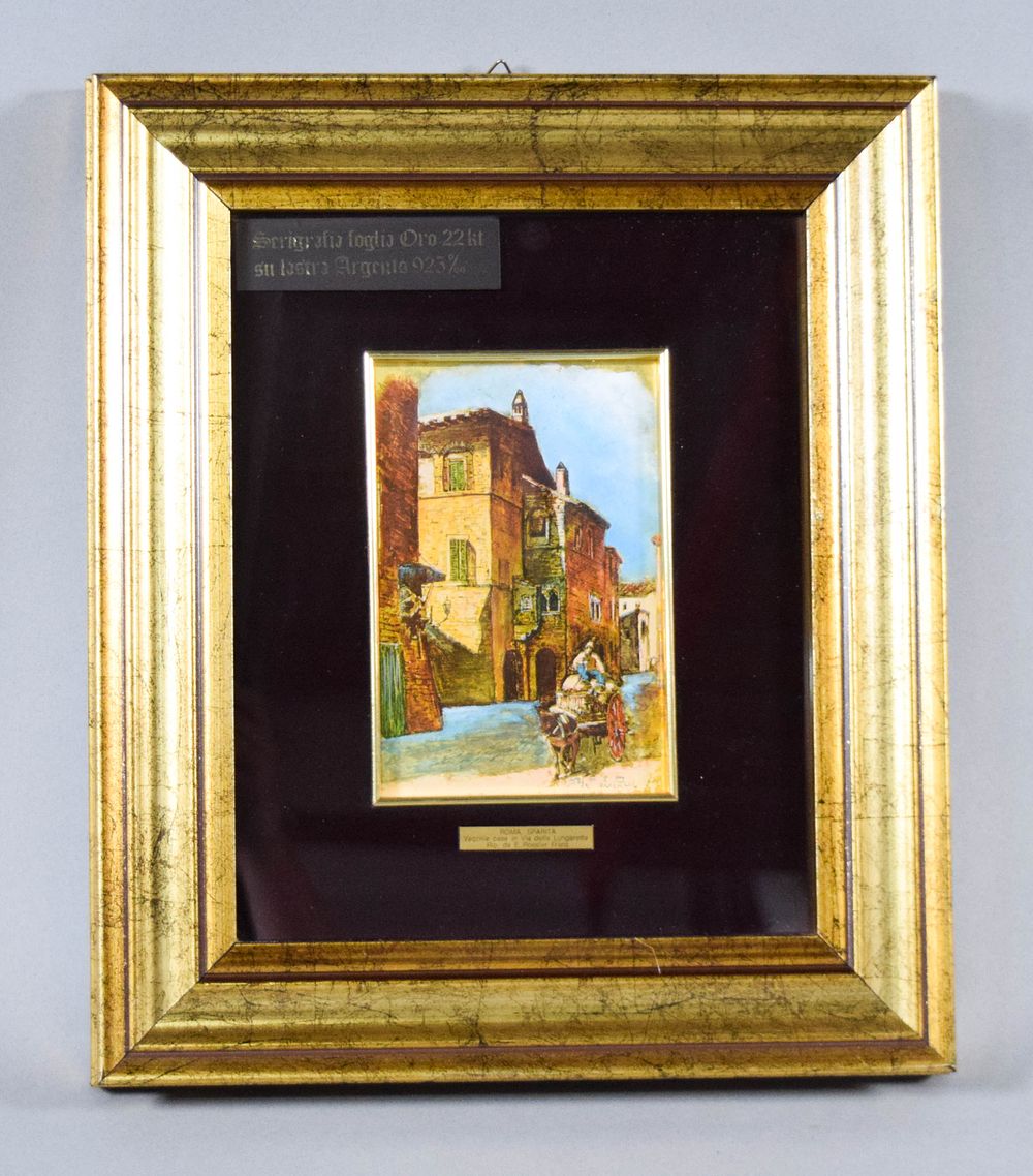 Lot 289: Ettore Roesler Franz (After), Roma Sparita Serigraph on 22kt Gold Leaf and .925 Silver Plate