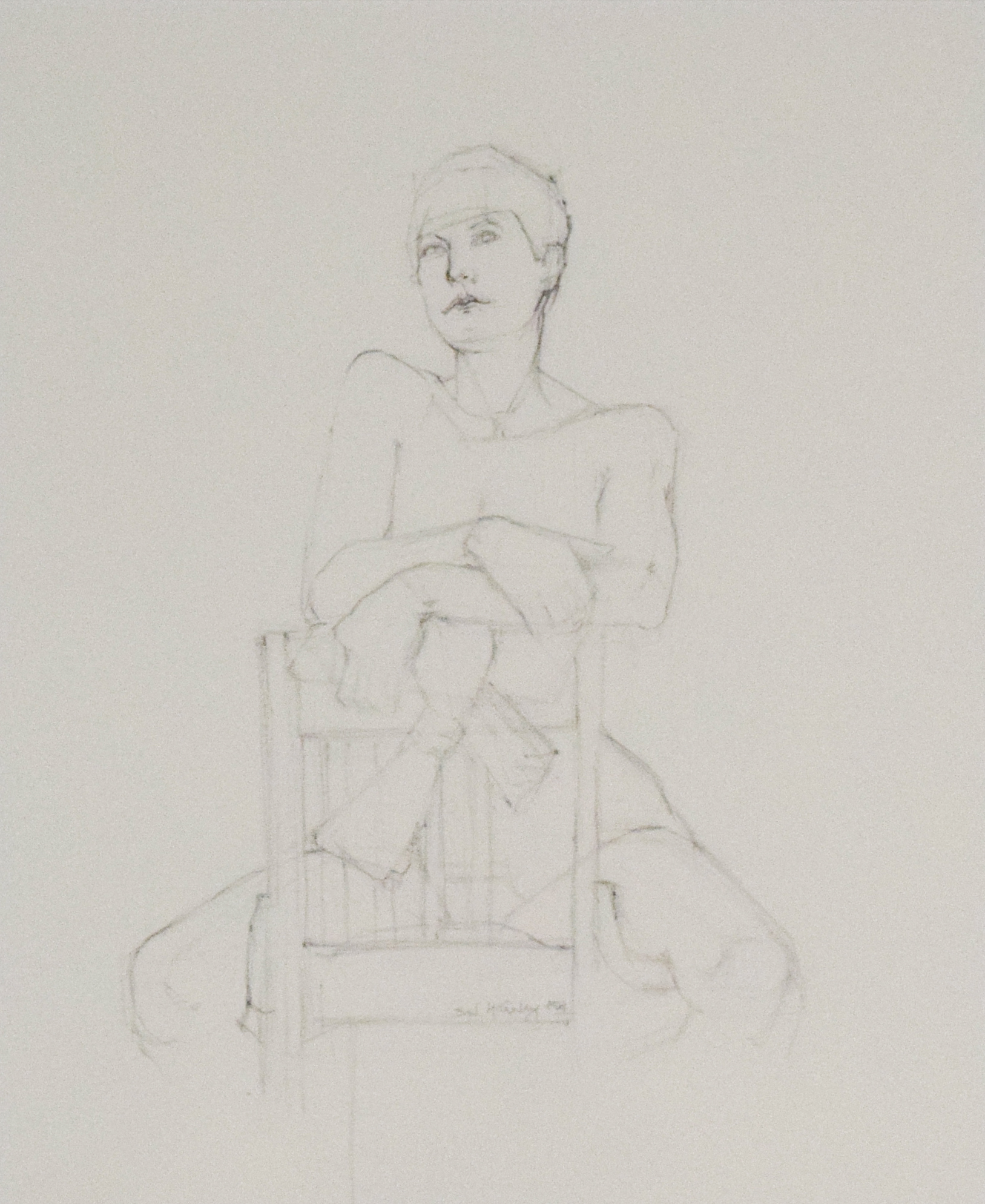 Sydney McGinley Graphite Drawing Seated Nude Figure