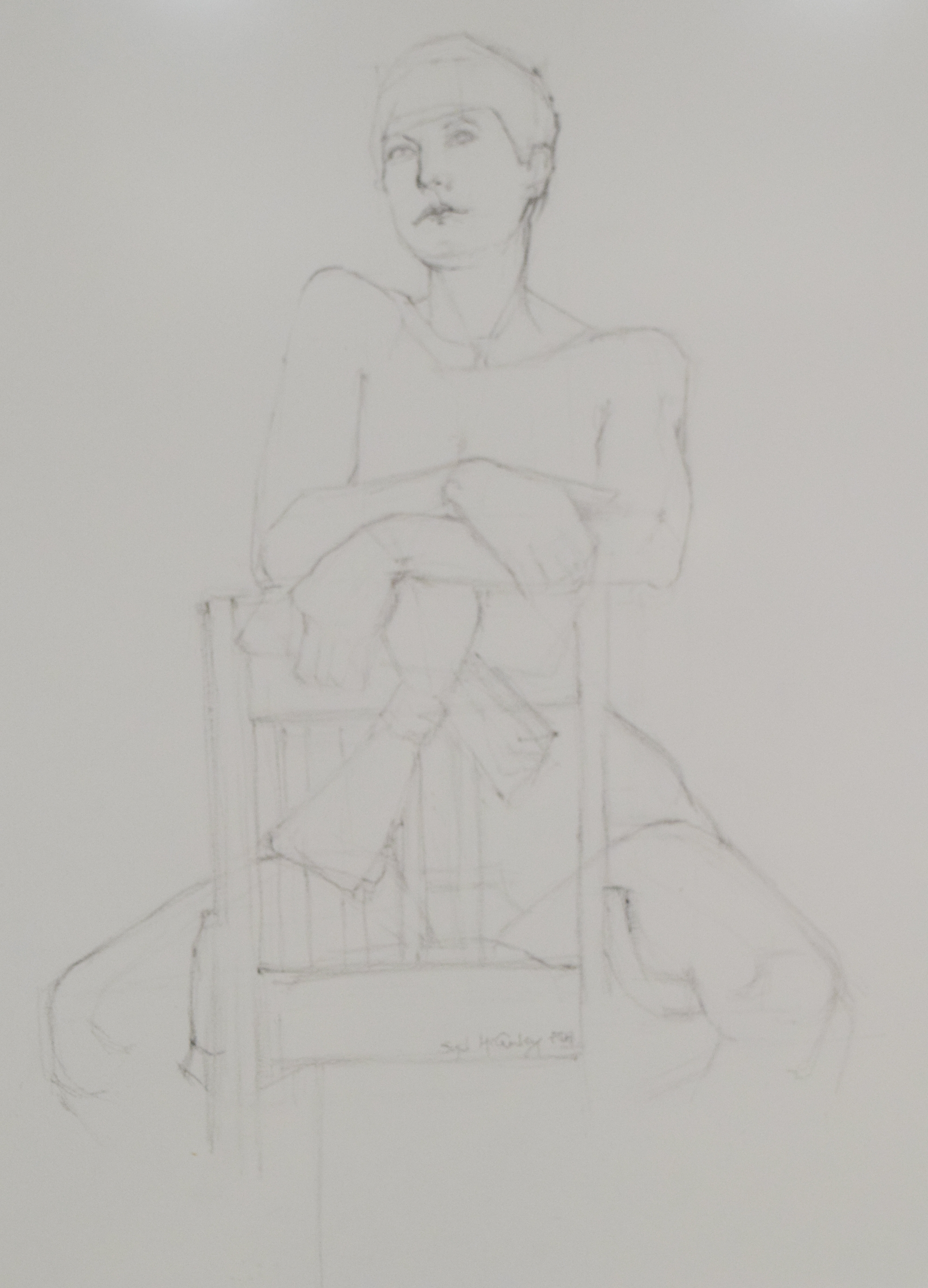 Sydney McGinley Graphite Drawing Seated Nude Figure