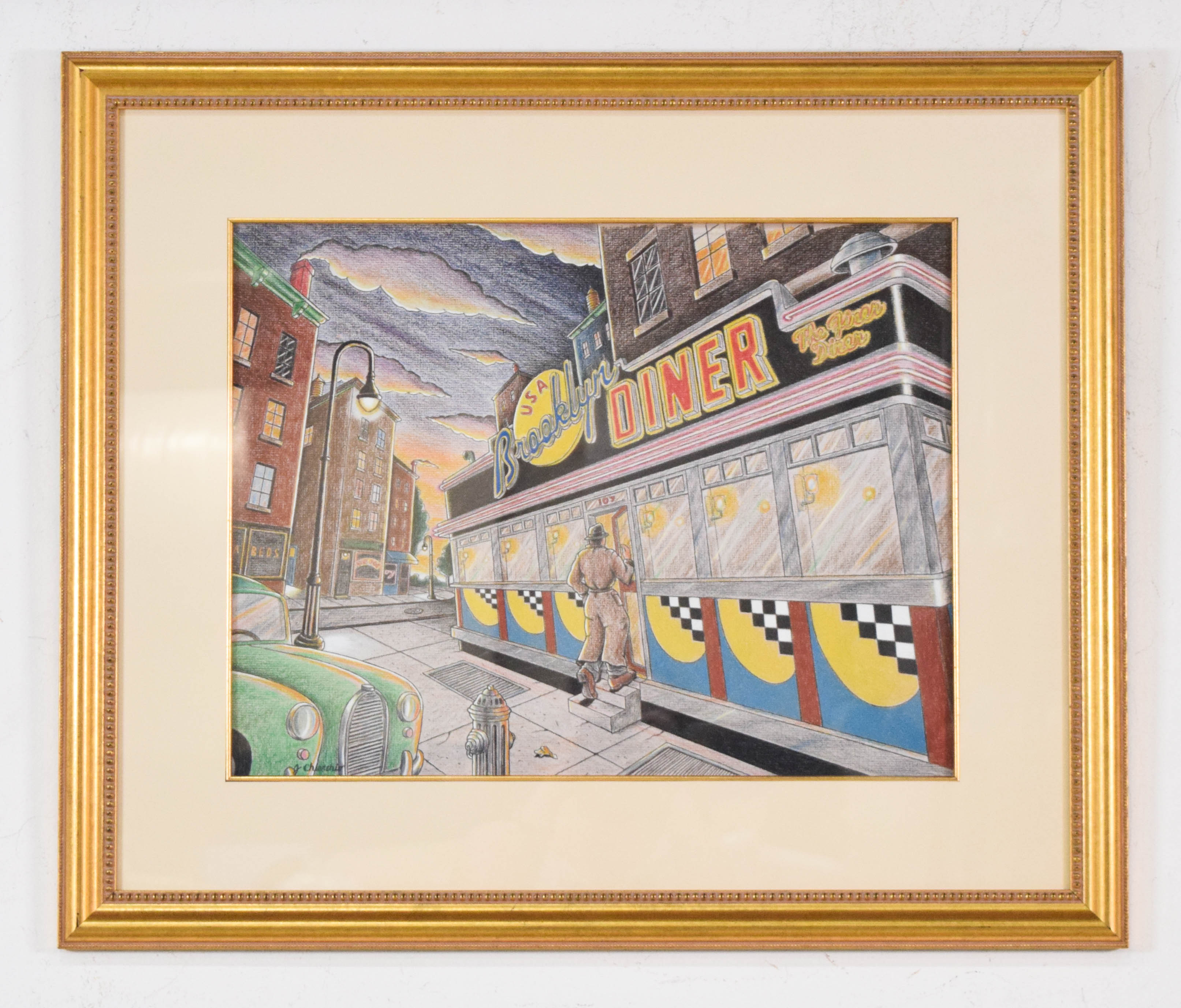 J. Chierchio Colored Pencil Drawing Brooklyn Diner
