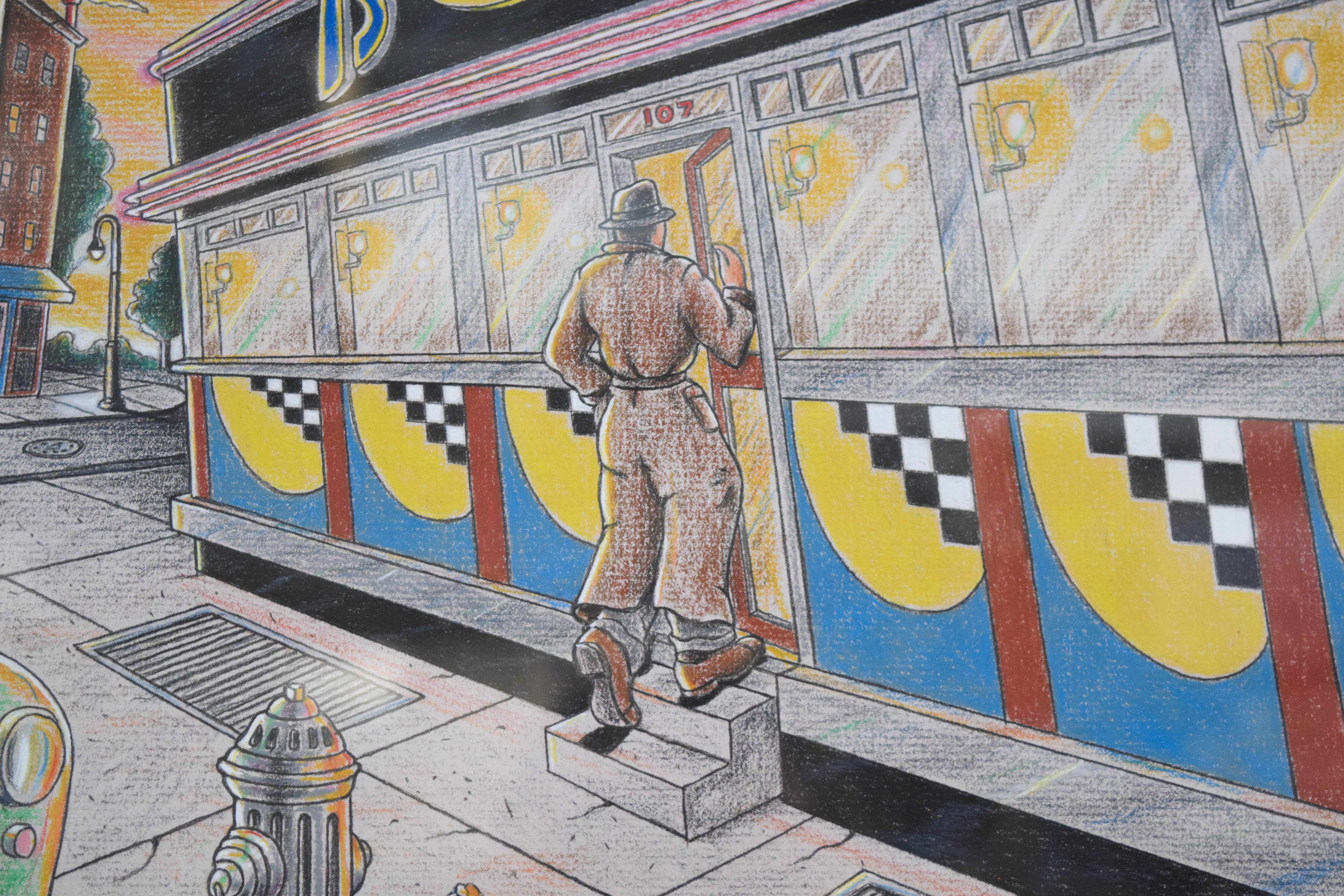 J. Chierchio Colored Pencil Drawing Brooklyn Diner