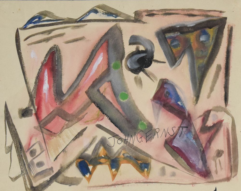 Lot 407: John G. Ernst Mixed Media Abstract Composition