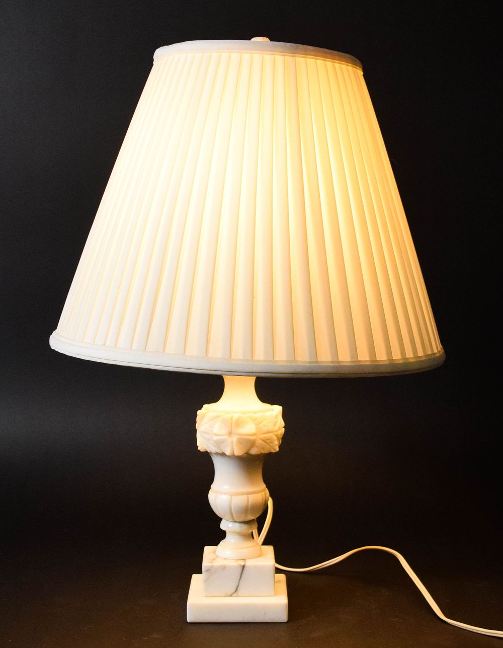 Lot 270: Neoclassical Style Carved Alabaster and Marble Urn Table Lamp