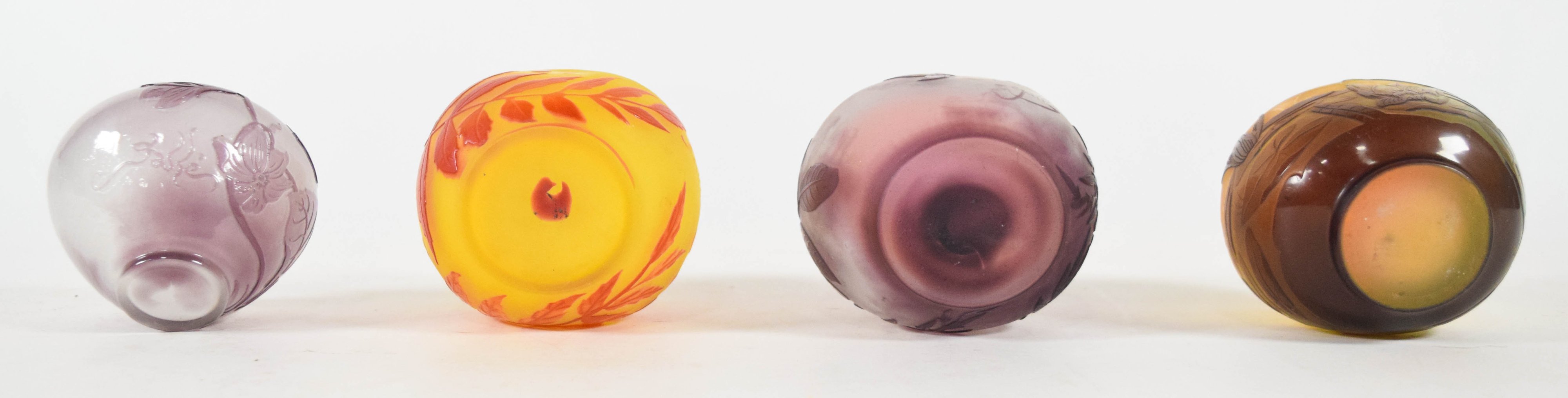 4 Gallé Style Cameo Glass Vases