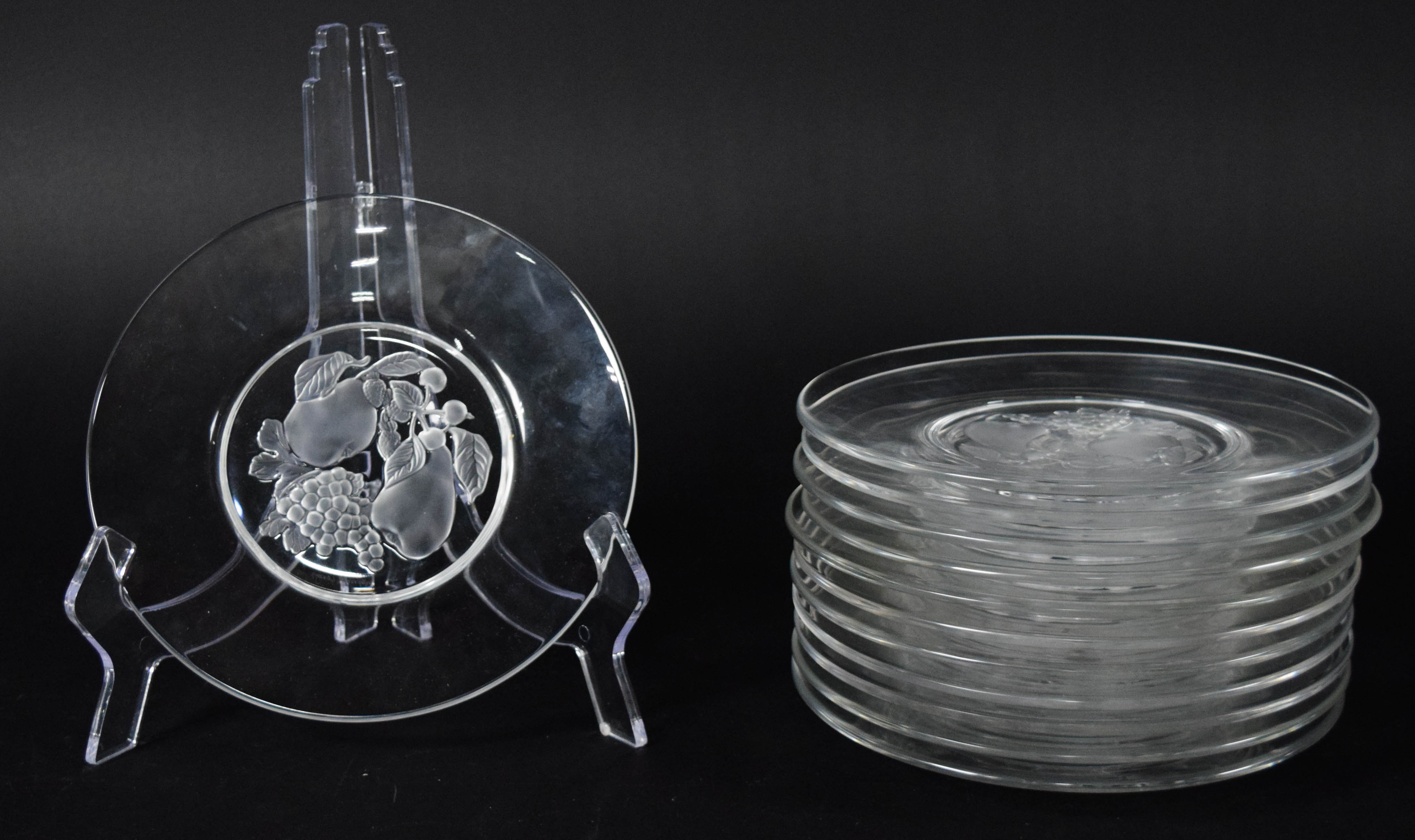 Set of 12 Val Saint Lambert Crystal Dessert Plates