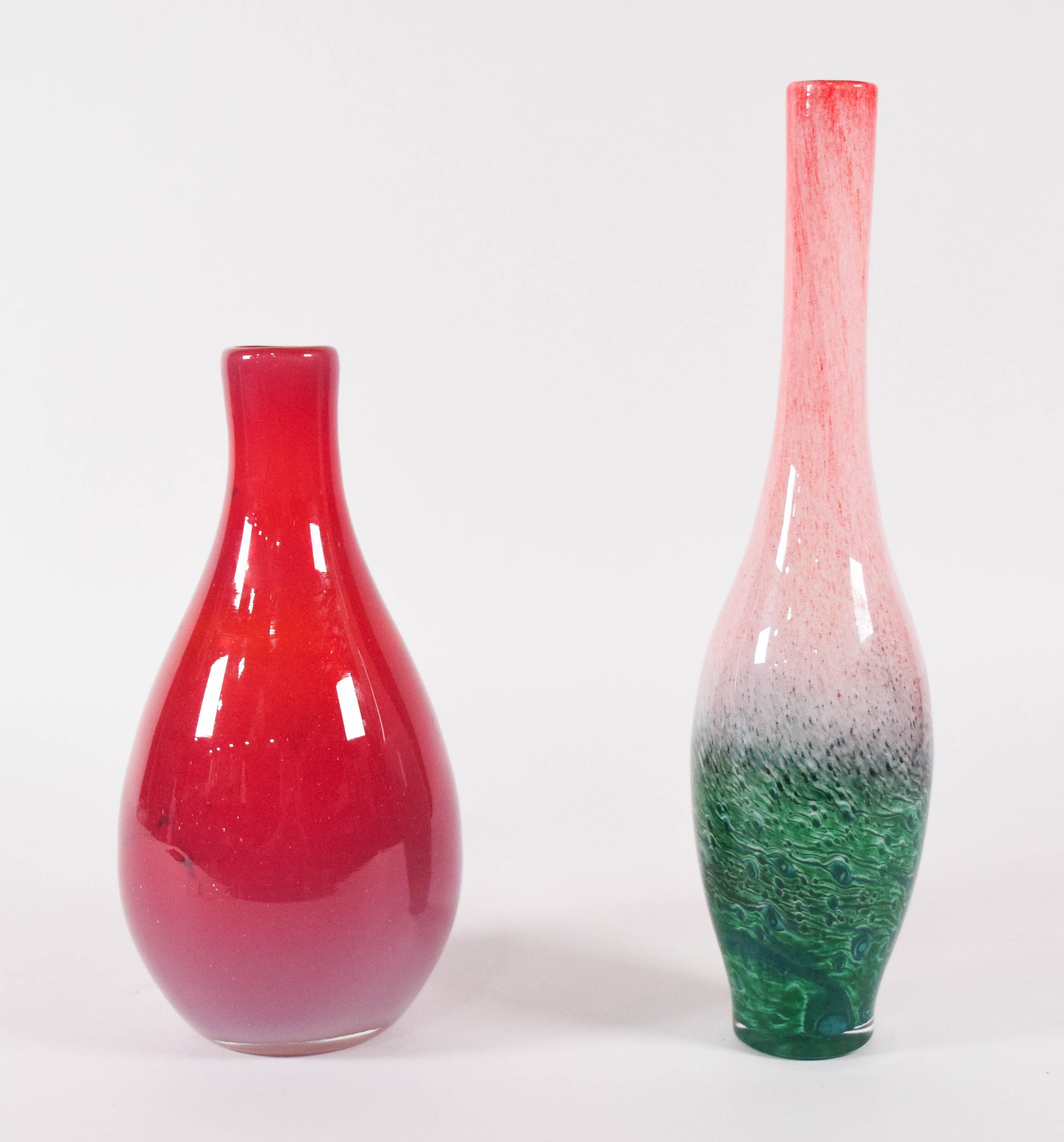Pair of Large Hand-Blown Murano Style Art Glass Vases