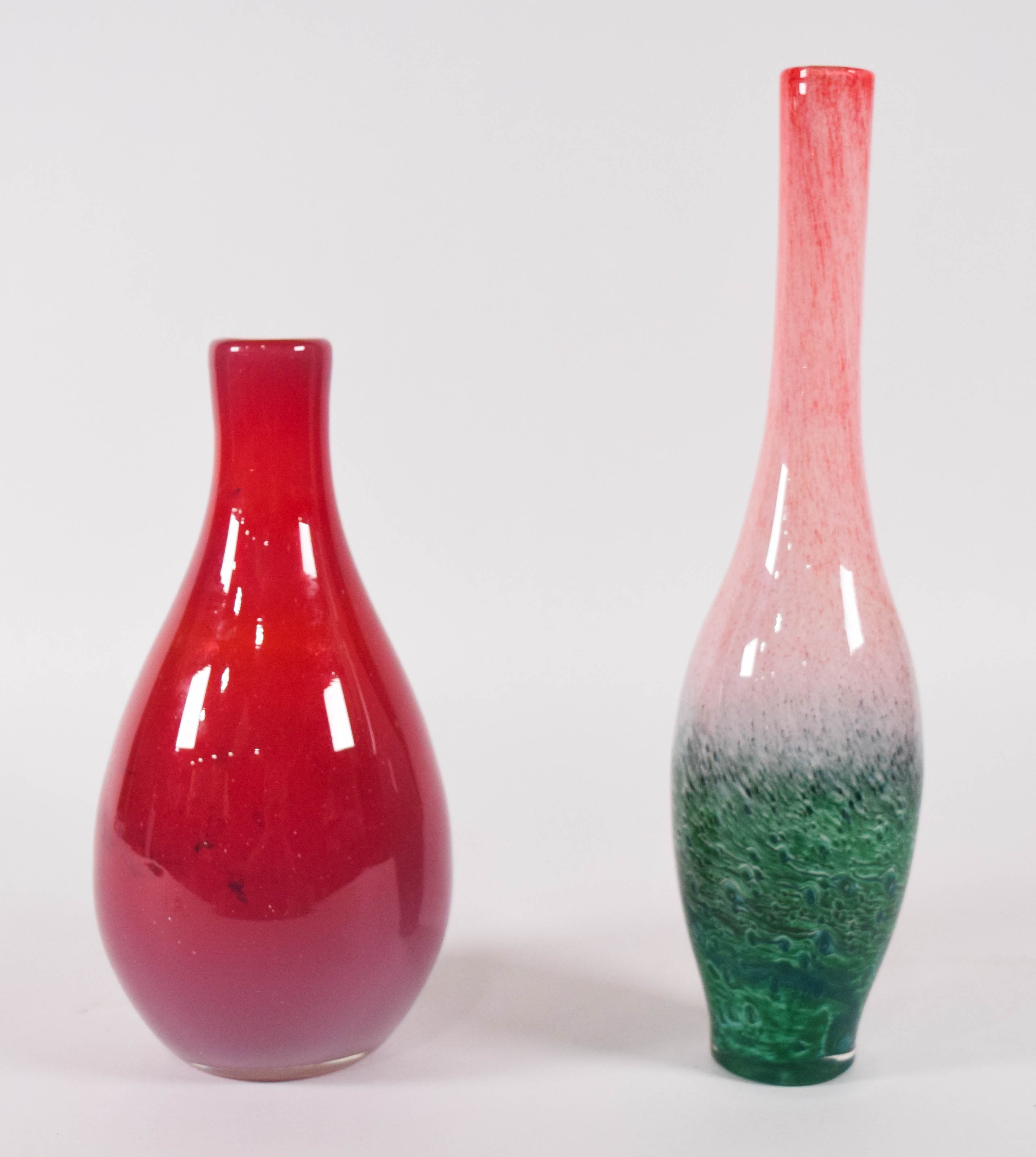 Pair of Large Hand-Blown Murano Style Art Glass Vases