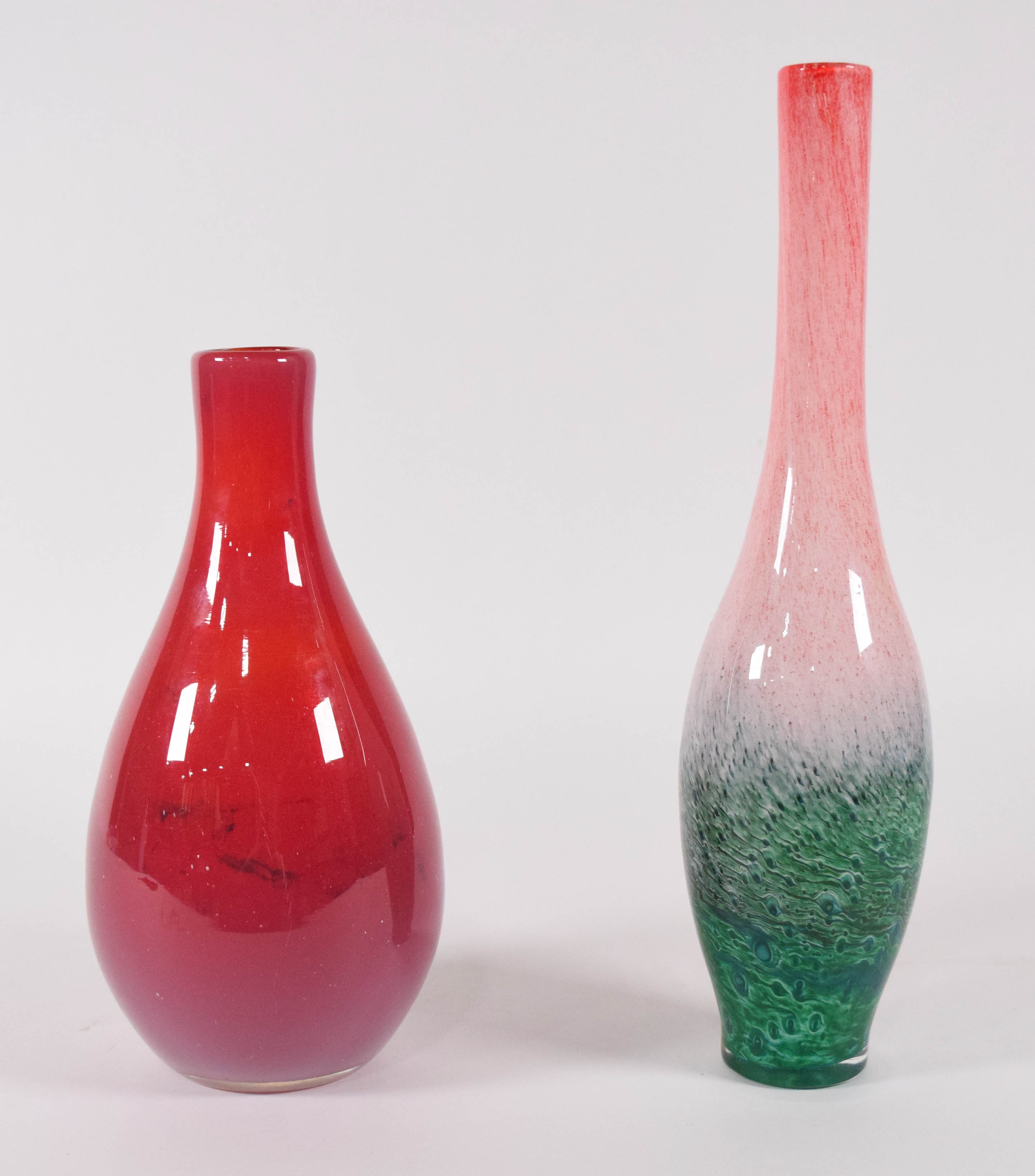 Pair of Large Hand-Blown Murano Style Art Glass Vases