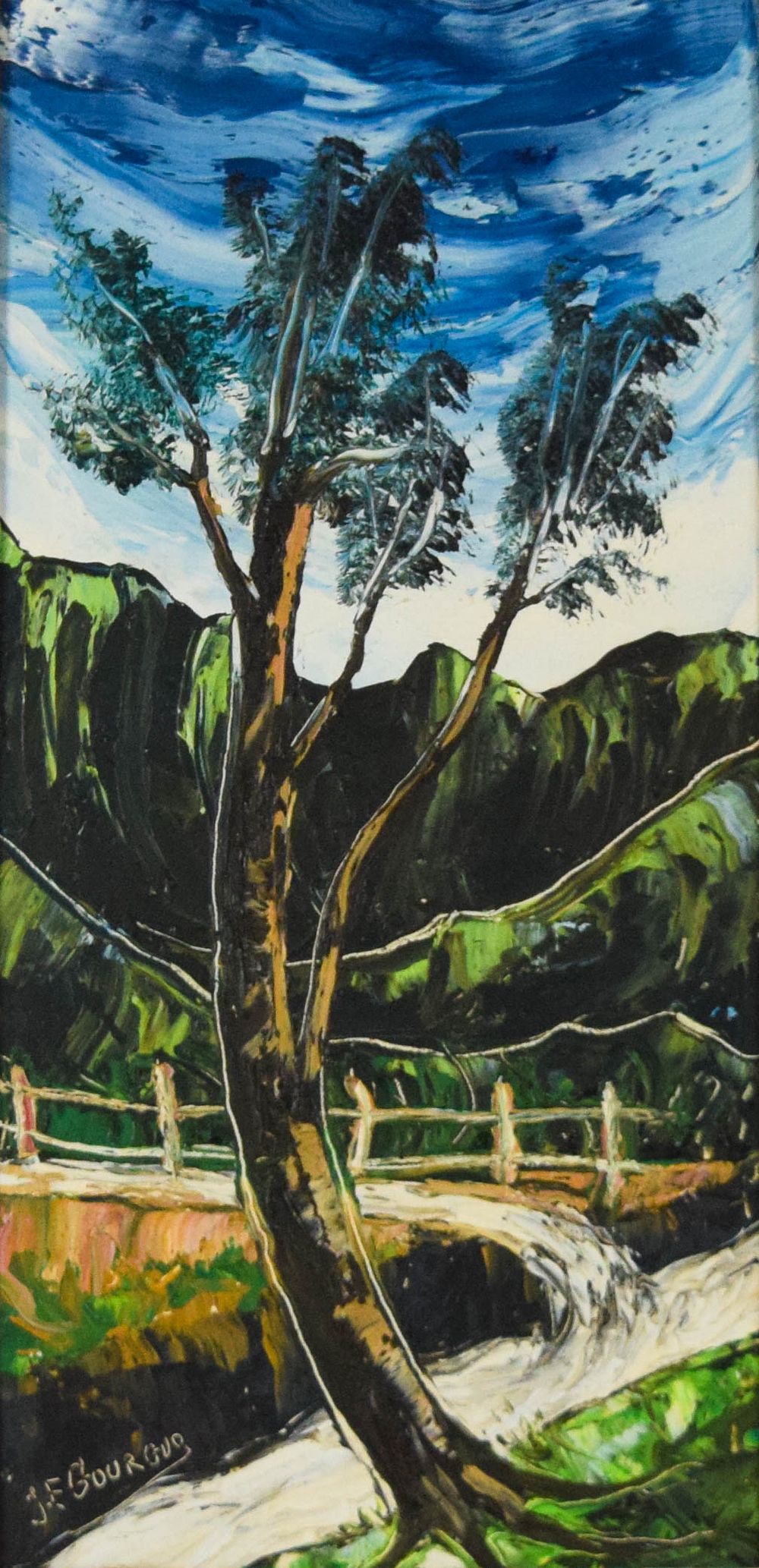 Lot 409: Jacques-Enguerrand Gourgue Oil on Masonite Expressionist Landscape