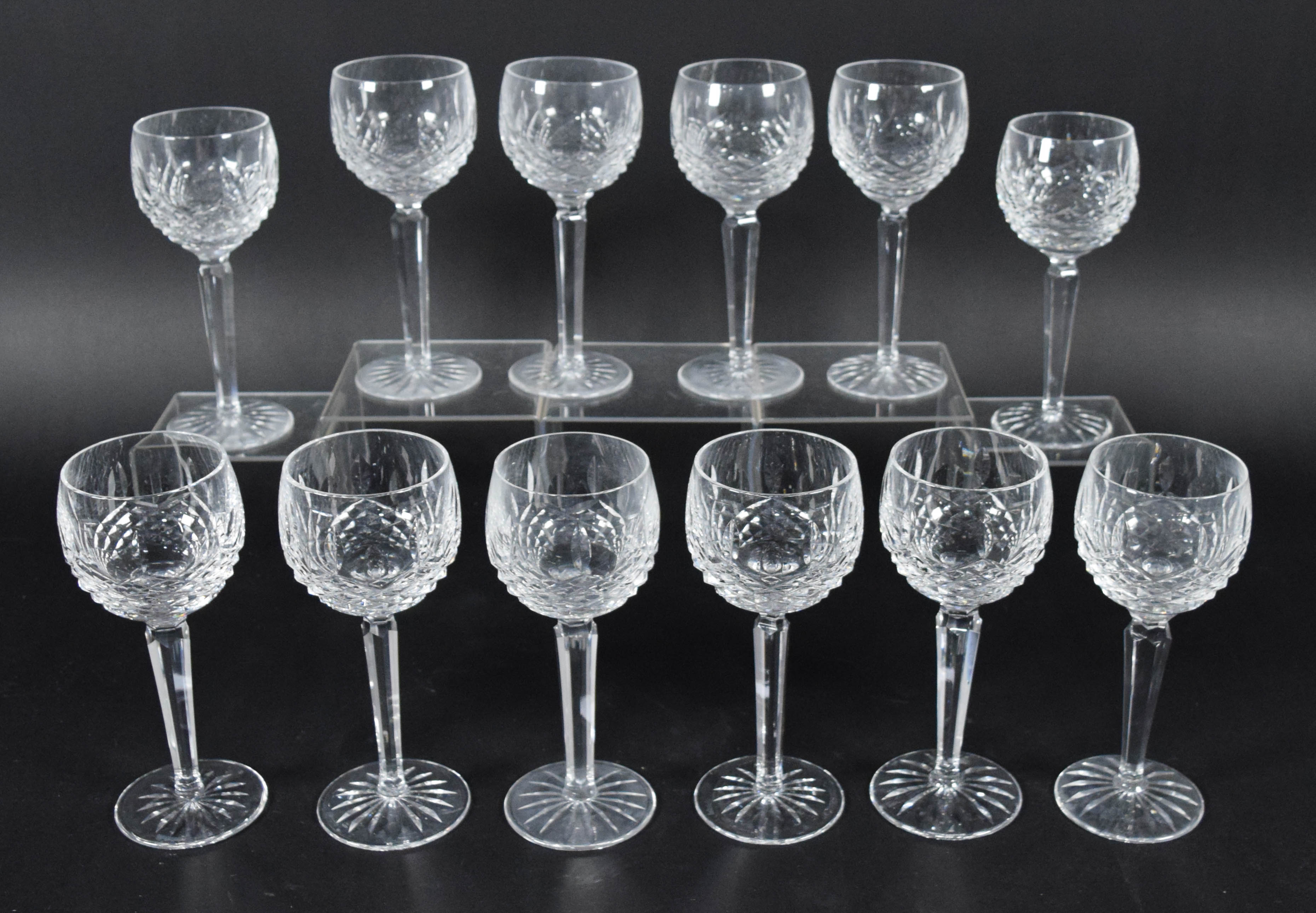 12 Waterford Crystal Kenmare Hock Wine Glasses