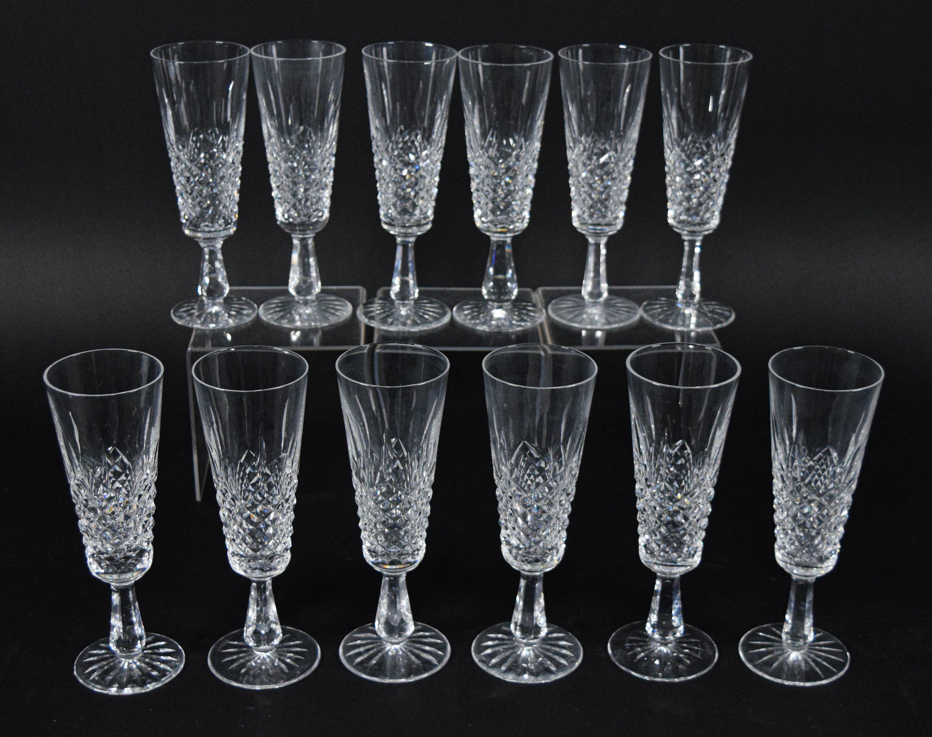 12 Waterford Crystal Kenmare Pattern Champagne Flutes