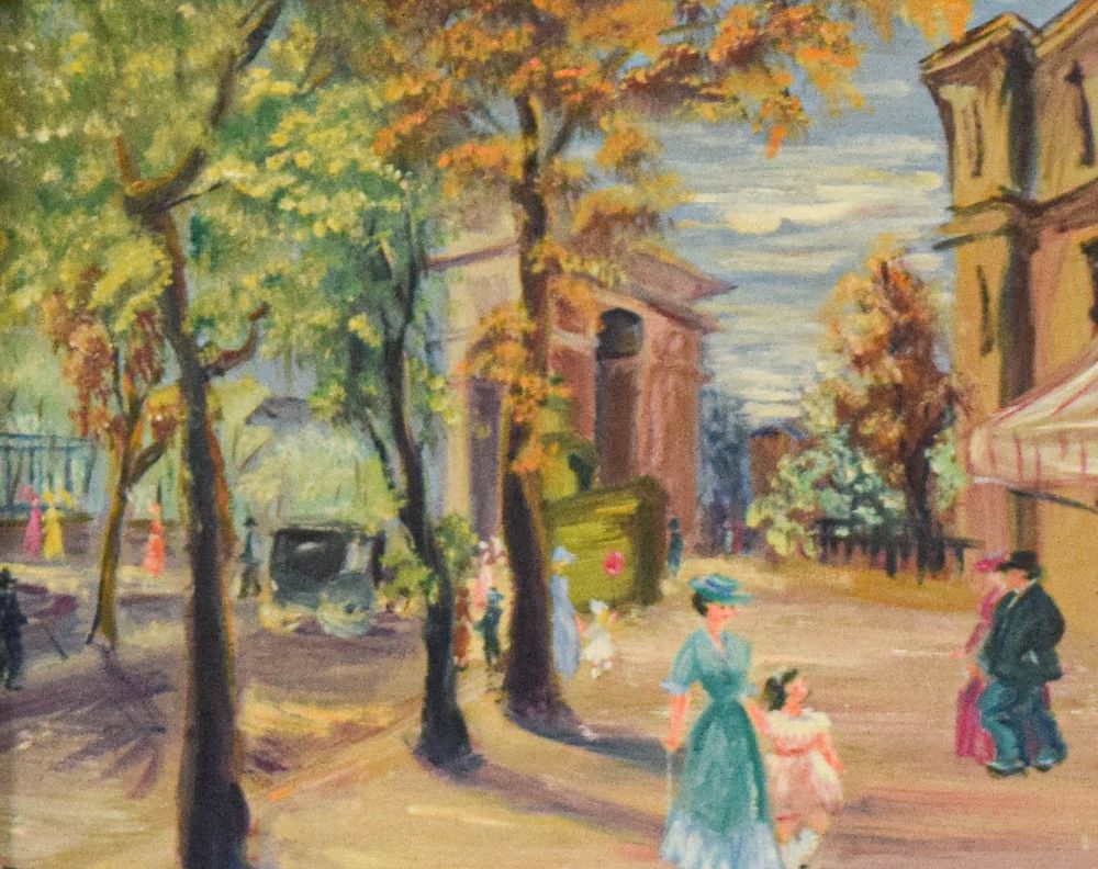 Lot 403: F. Laude Oil on Board Parisian Street Scene